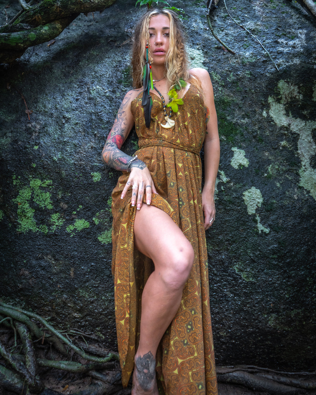 Triangle Long Dress/ Bamboo - Mustard SHIBIZAX