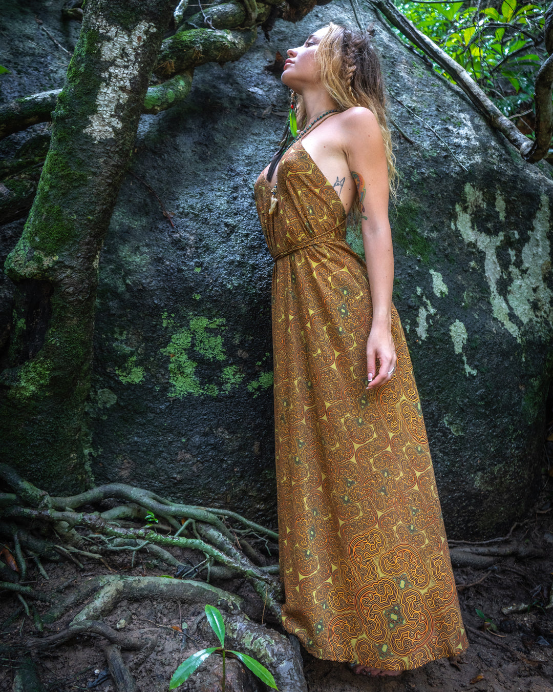 Triangle Long Dress/ Bamboo - Mustard SHIBIZAX