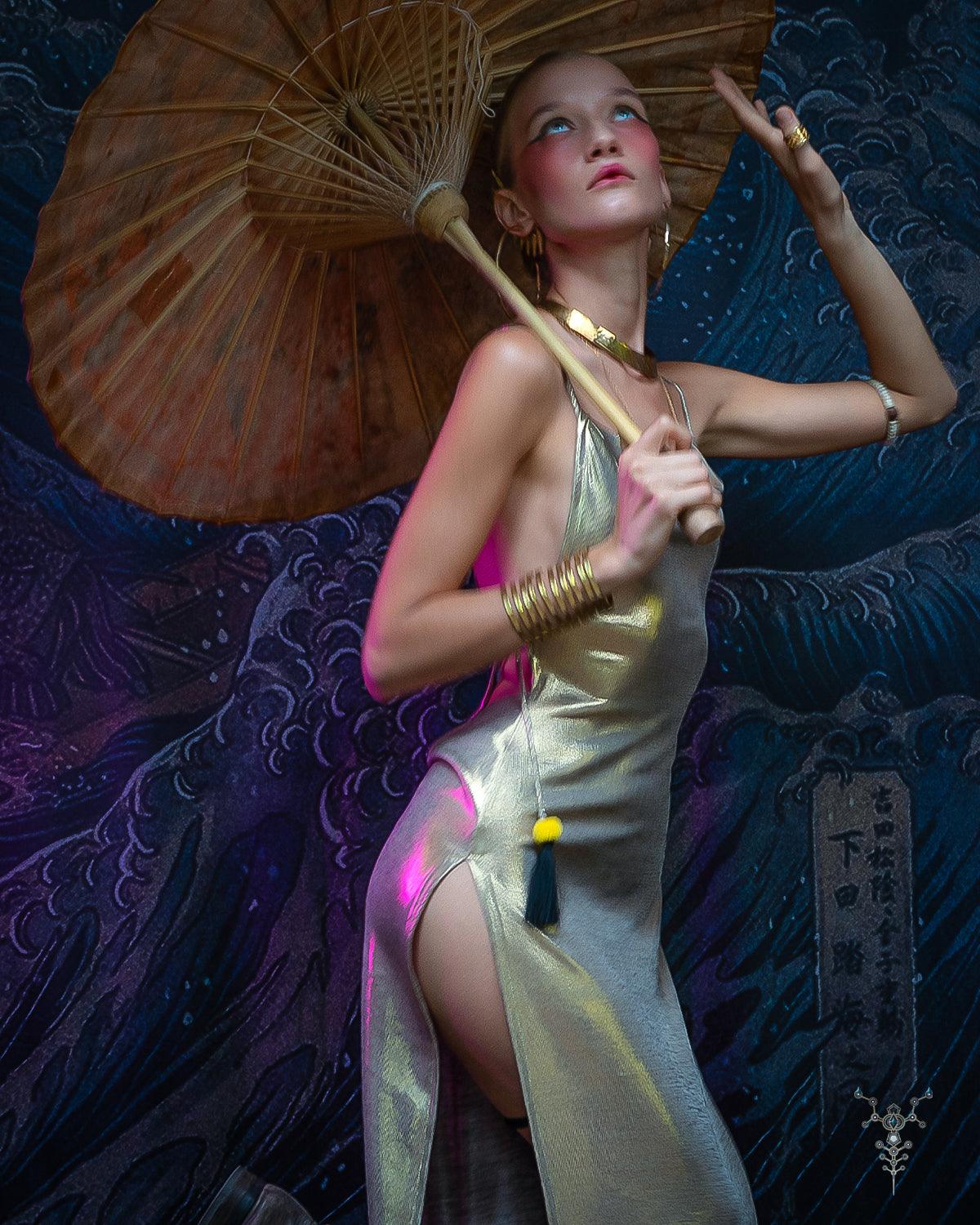 Long Bomb Dress / Gold - LUST - Yacxilan Artwear