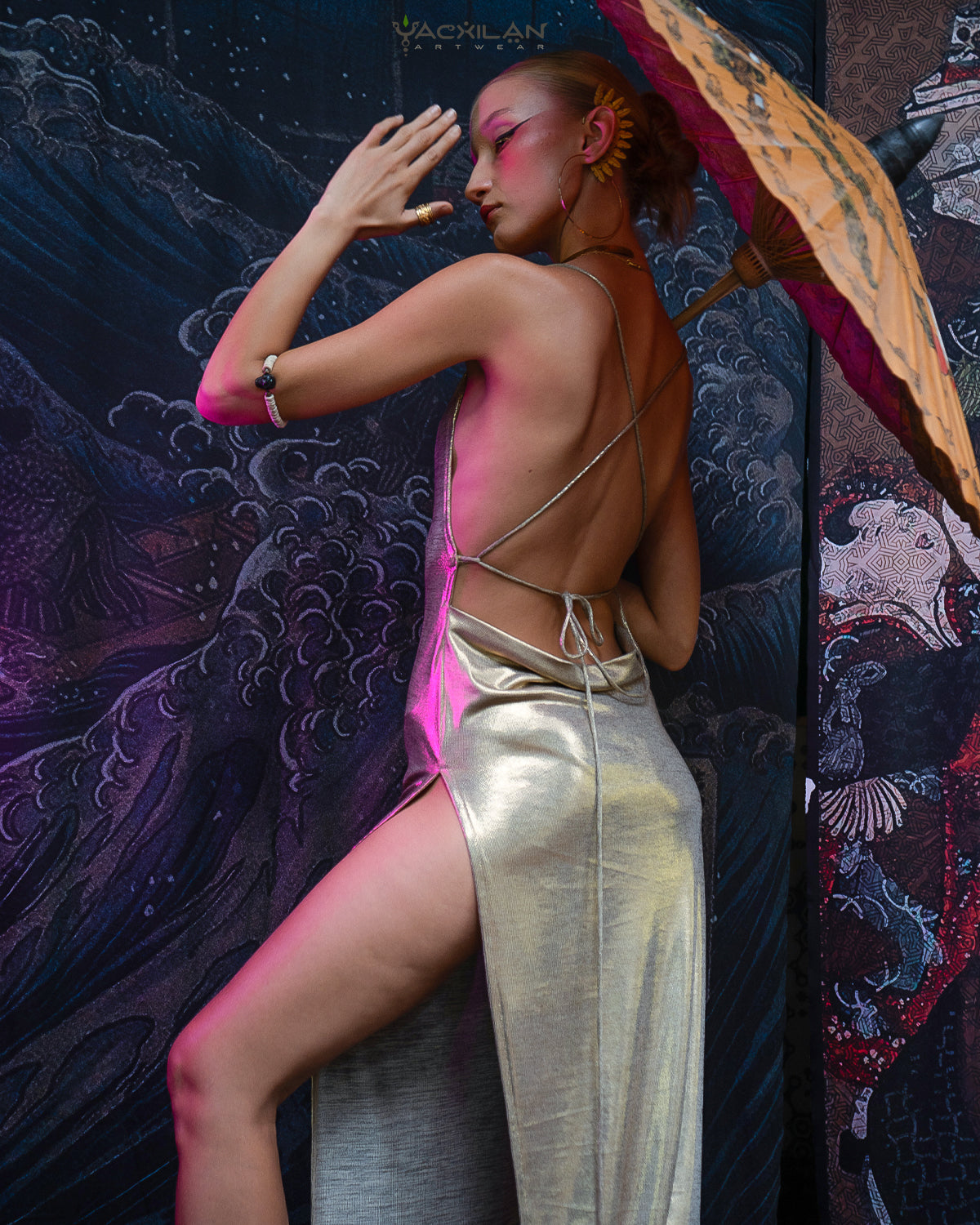Long Bomb Dress / Knits Foil - GOLD LUST