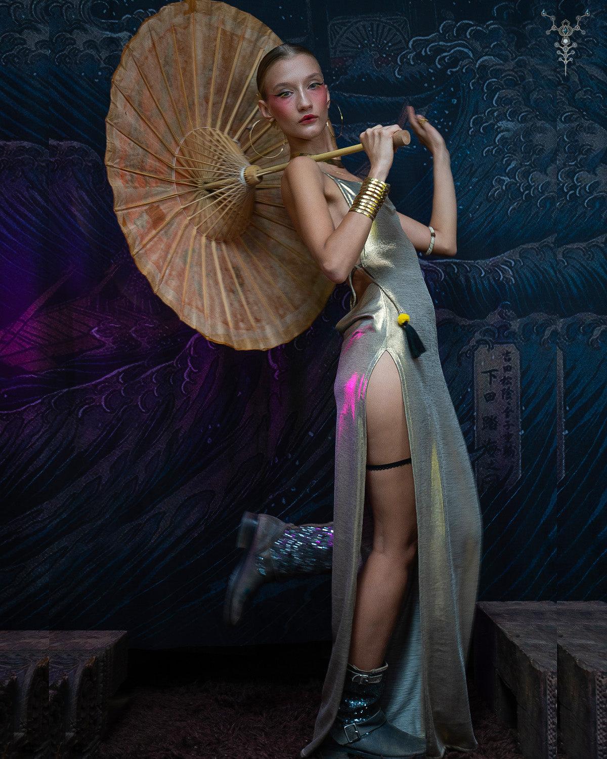 Long Bomb Dress / Gold - LUST - Yacxilan Artwear