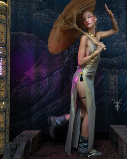 Long Bomb Dress / Gold - LUST - Yacxilan Artwear