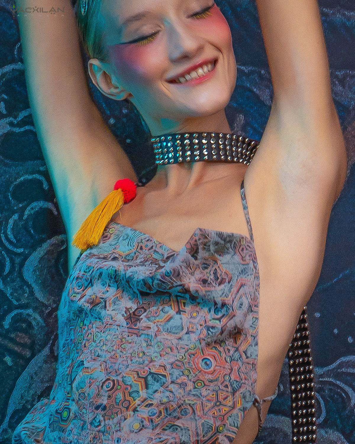 Long BOMB DRESS / Silk Stretchy Jaquard Flower Silver - ATLANTIS