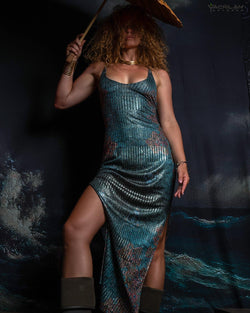 Long Dress Loops / SIlver Strïpes Knits - ATLANTIS - Yacxilan Artwear