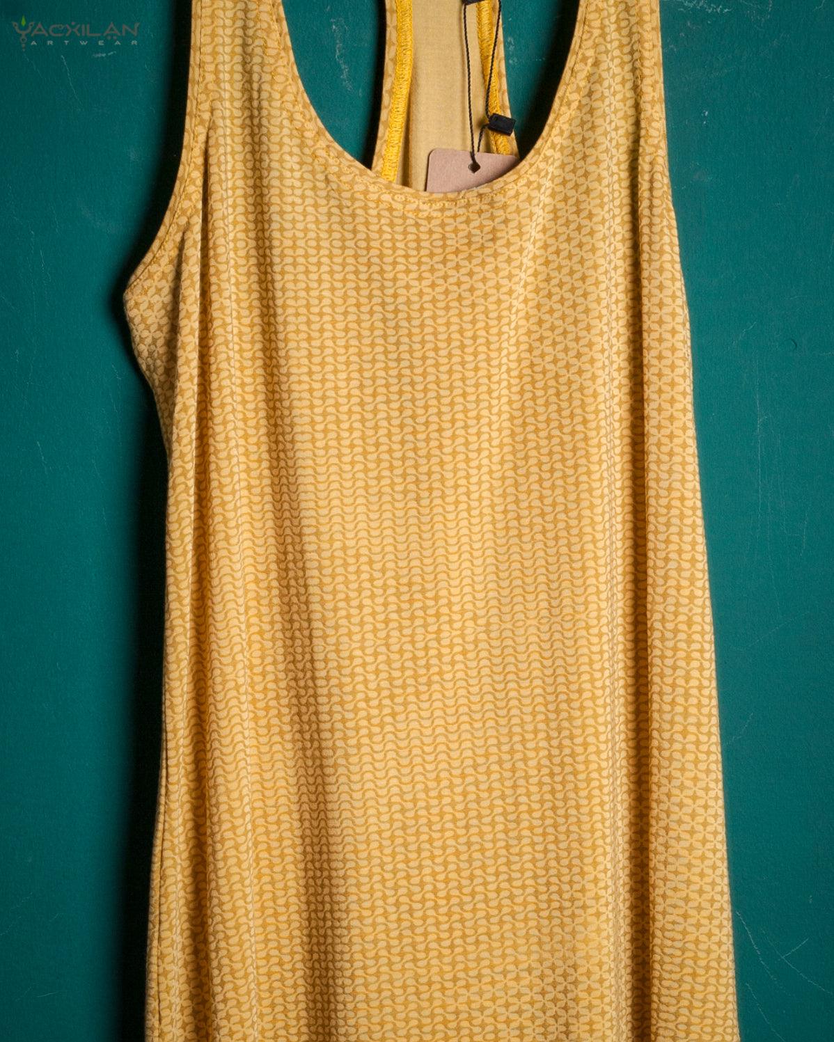 Tank Top Woman / Long John - Rayon Screenprint - Mustard DROOL - Yacxilan Artwear