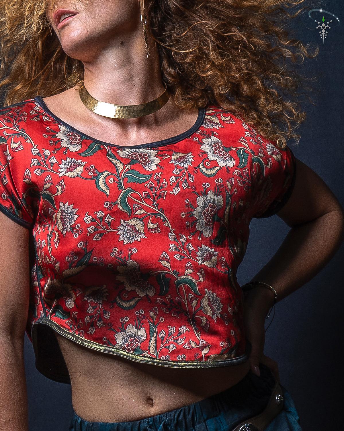 Wideneck Top / Satin - MOGHUL Red - Yacxilan Artwear