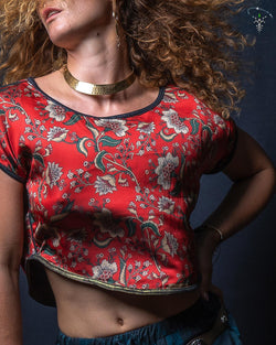 Wideneck Top / Satin - MOGHUL Red - Yacxilan Artwear