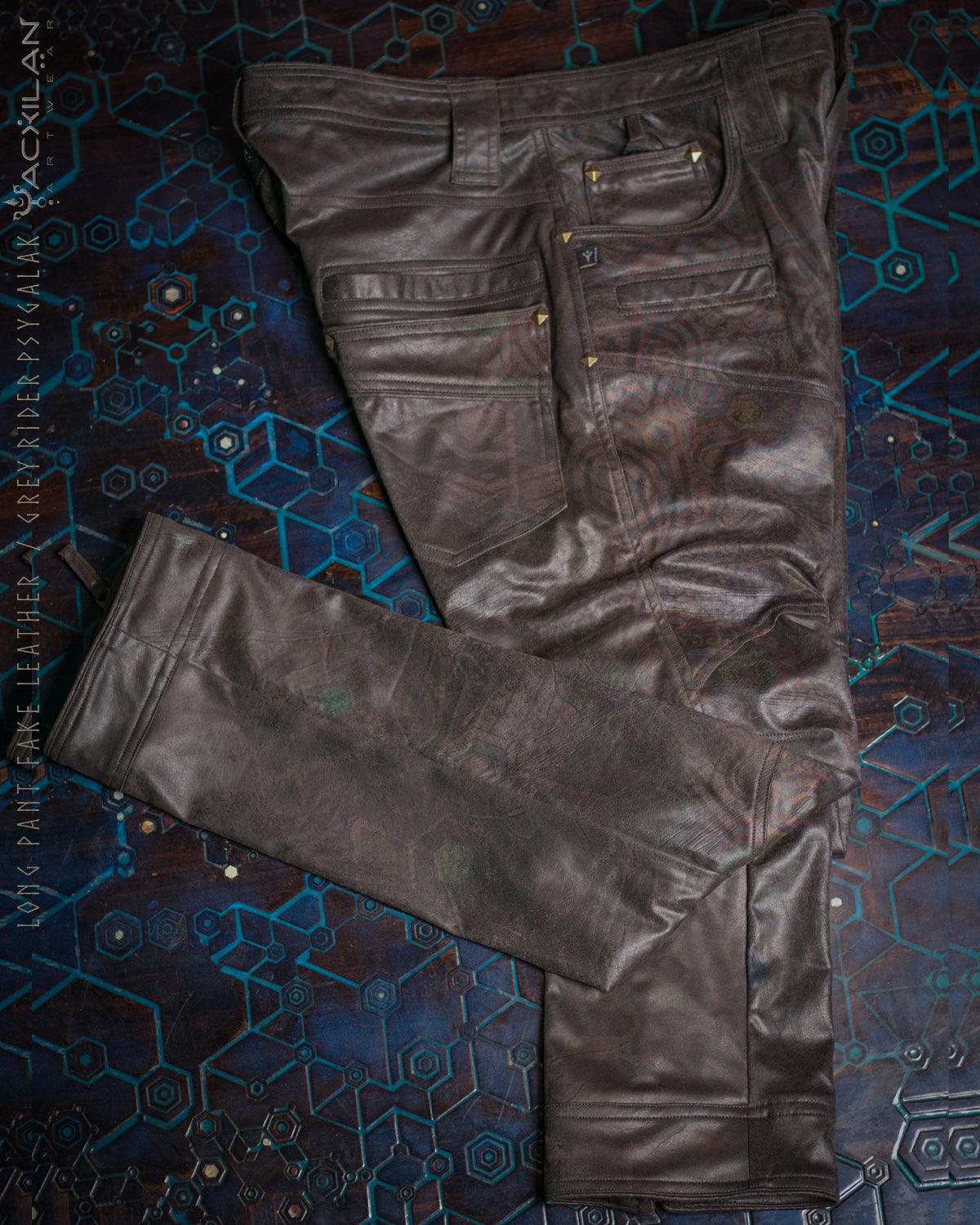 Pants Men / Fake Leather - Grey Rider PSYGALAK - Yacxilan Artwear