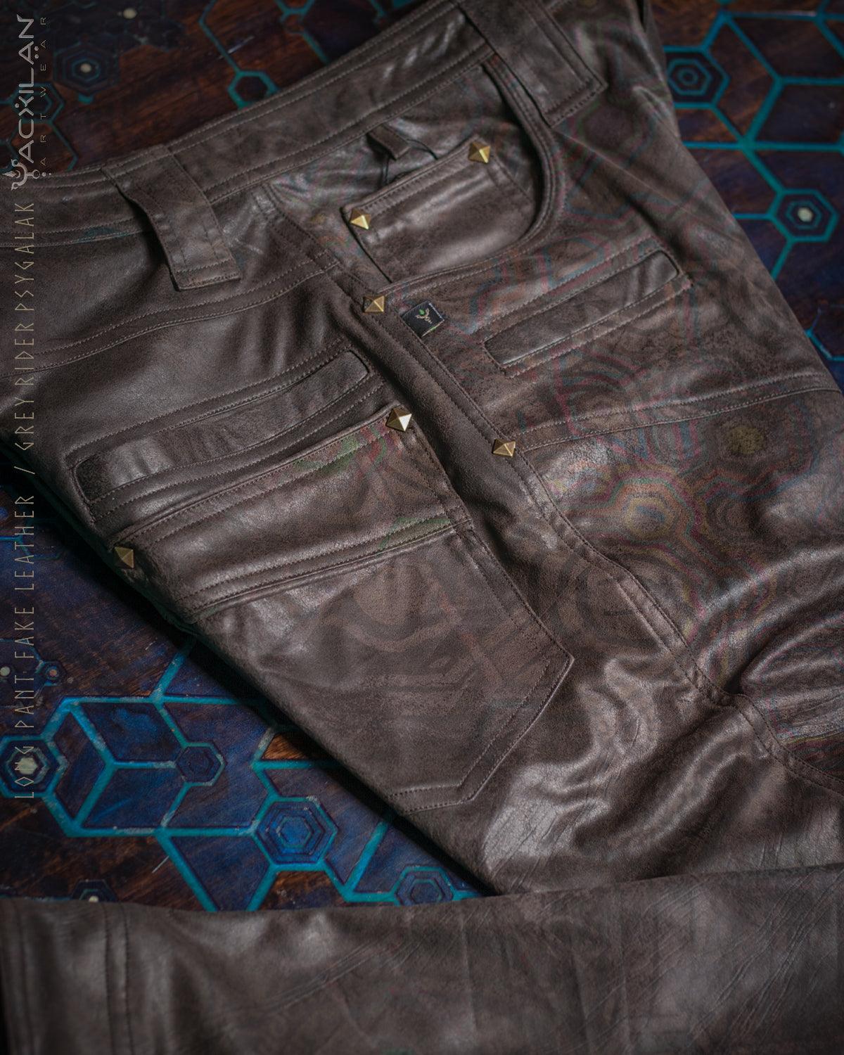 Pants Men / Fake Leather - Grey Rider PSYGALAK - Yacxilan Artwear