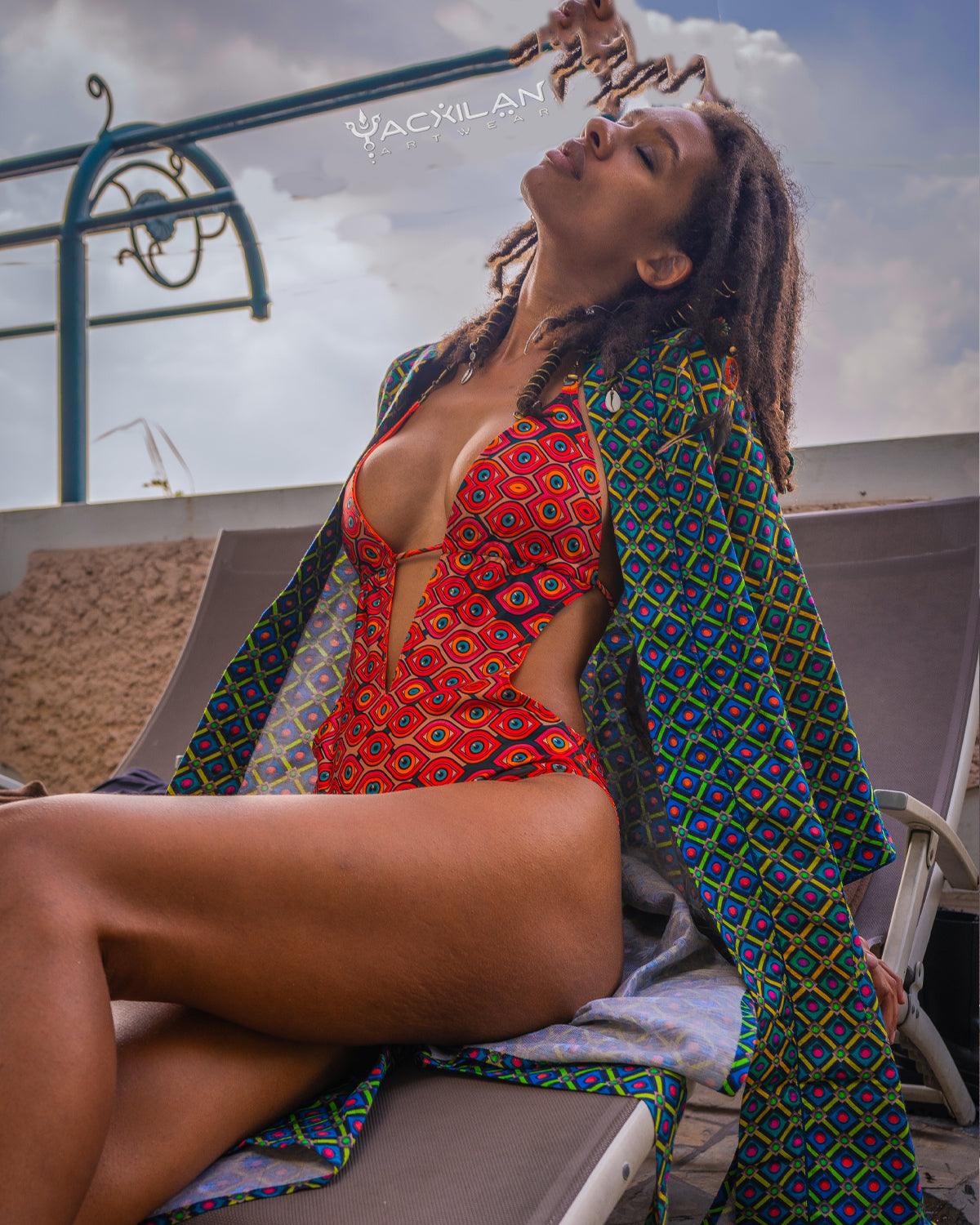 Swimsuit / Manakini - EYEKANDY Orange - Yacxilan Artwear