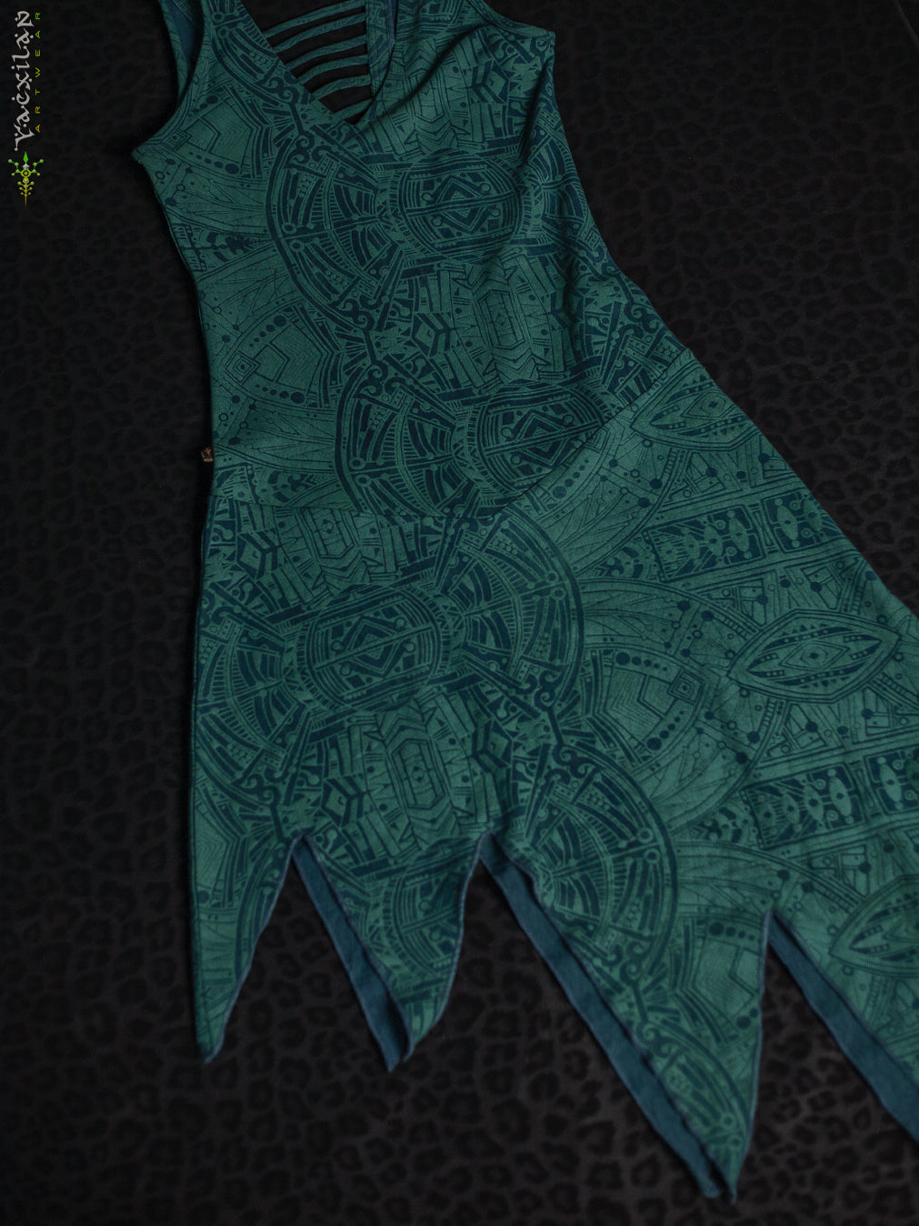 Midi Dress Butterfly / Bamboo Veg Dye Veg Print  - Greendigo POPPYFIELDS