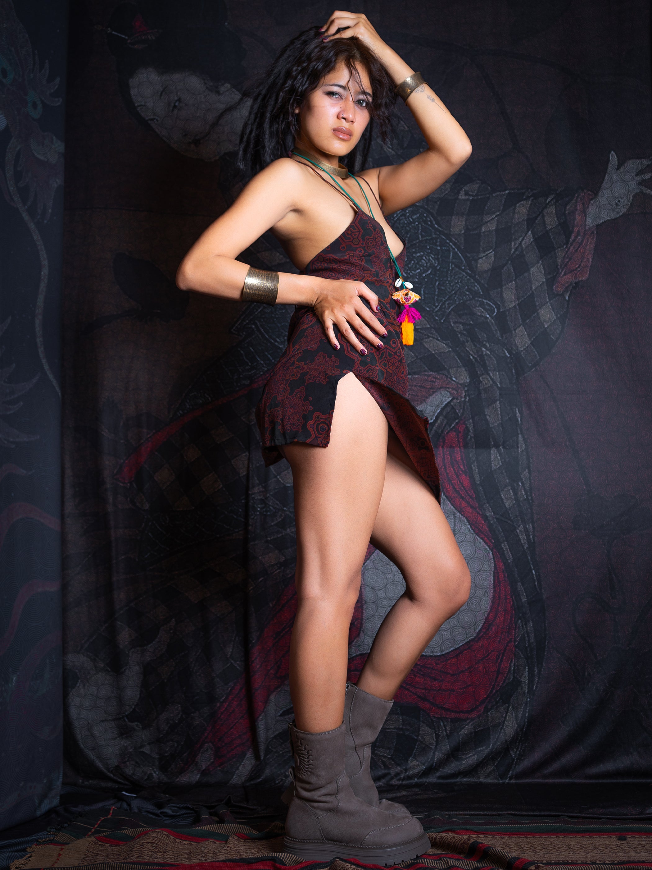 Midi Dress / Chinese Silk - Burnt ATLANTHEON