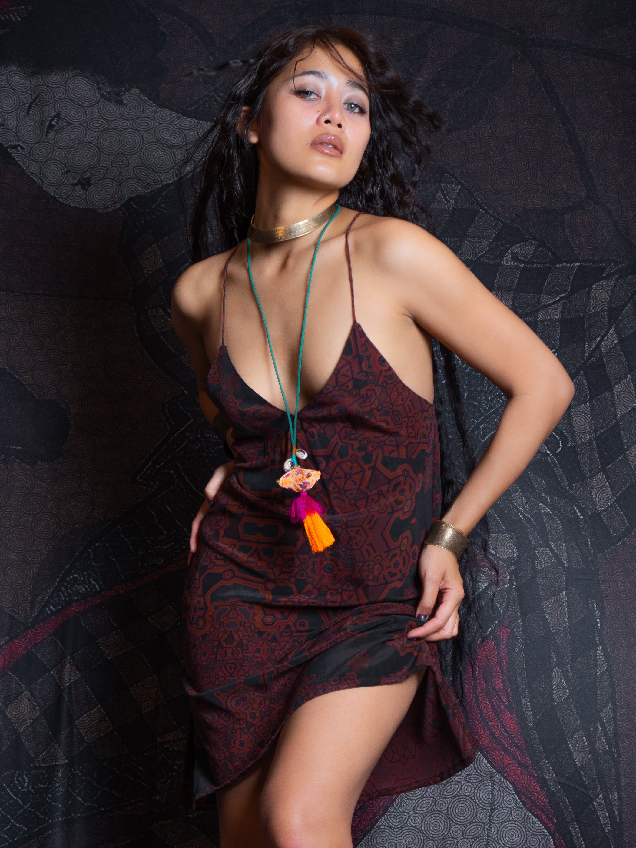 Midi Dress / Chinese Silk - Burnt ATLANTHEON