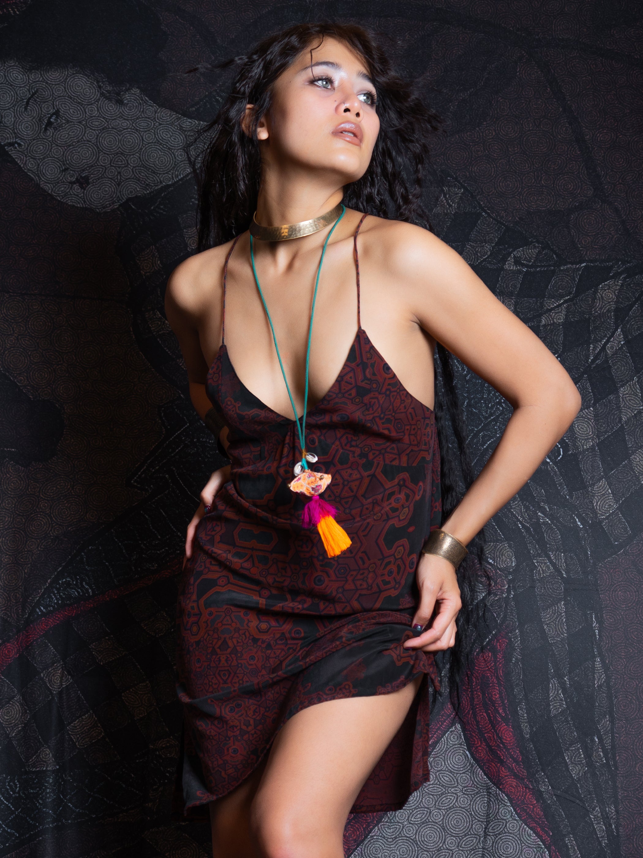Midi Dress / Chinese Silk - Burnt ATLANTHEON