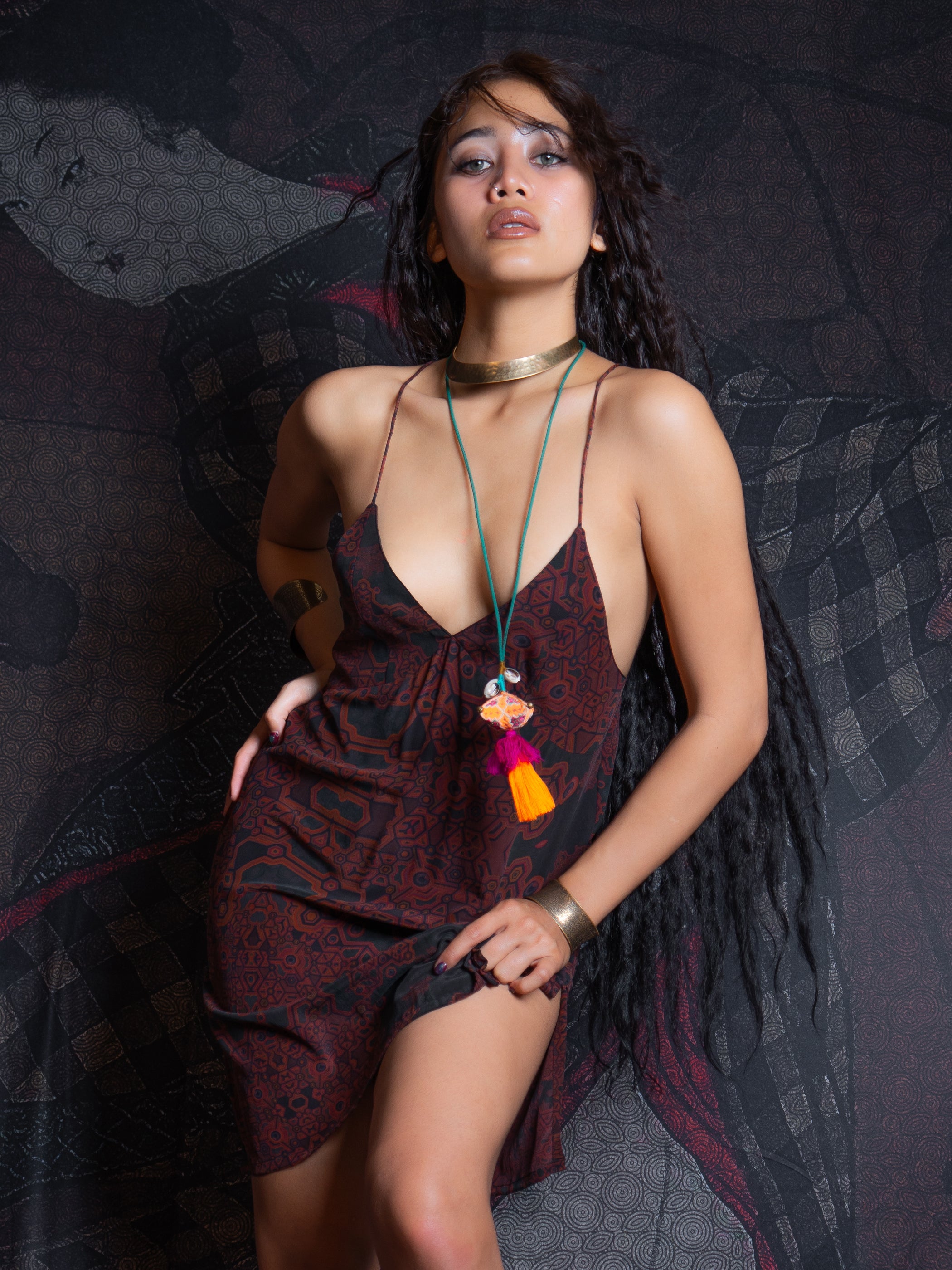 Midi Dress / Chinese Silk - Burnt ATLANTHEON
