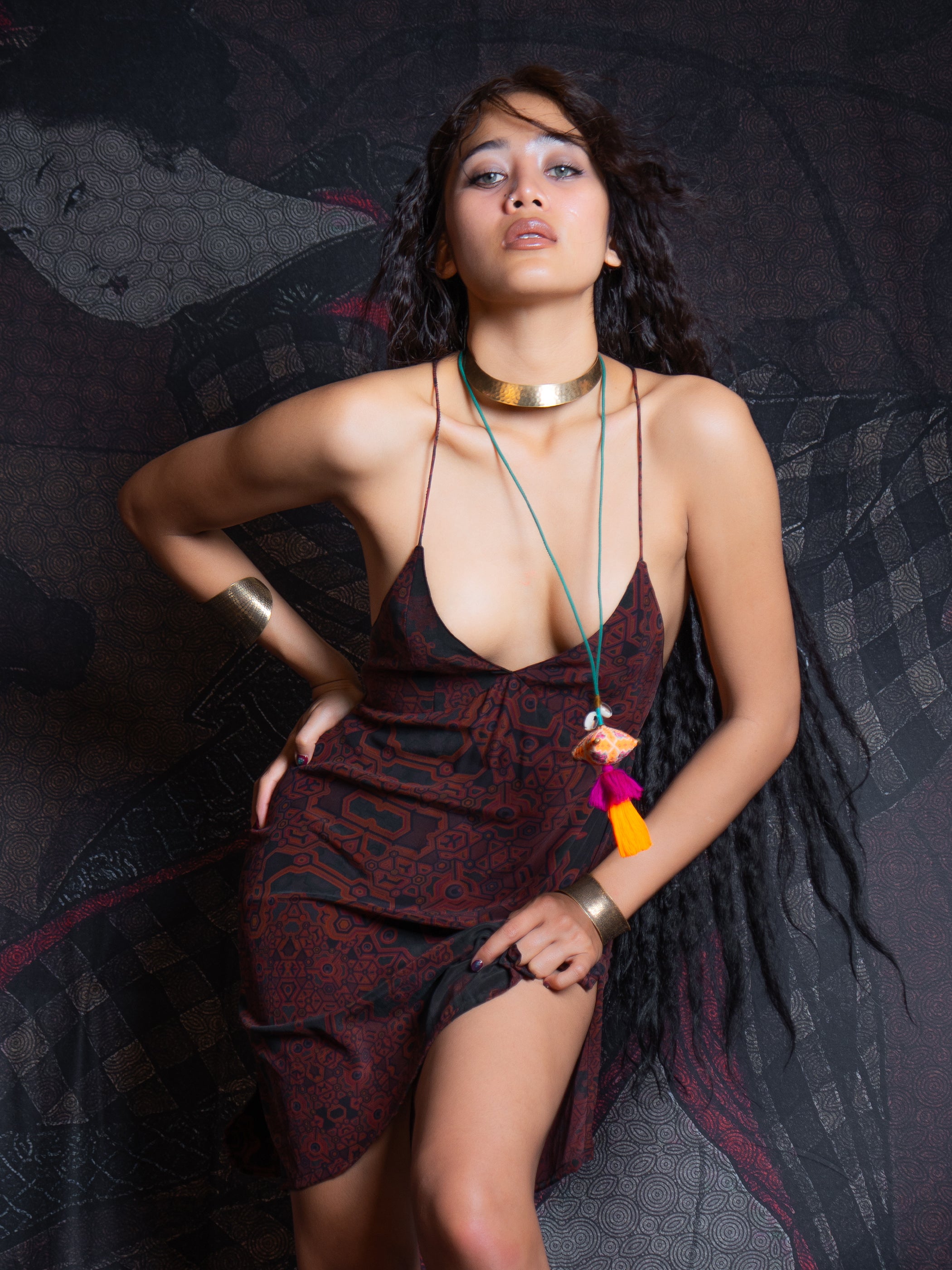 Midi Dress / Chinese Silk - Burnt ATLANTHEON