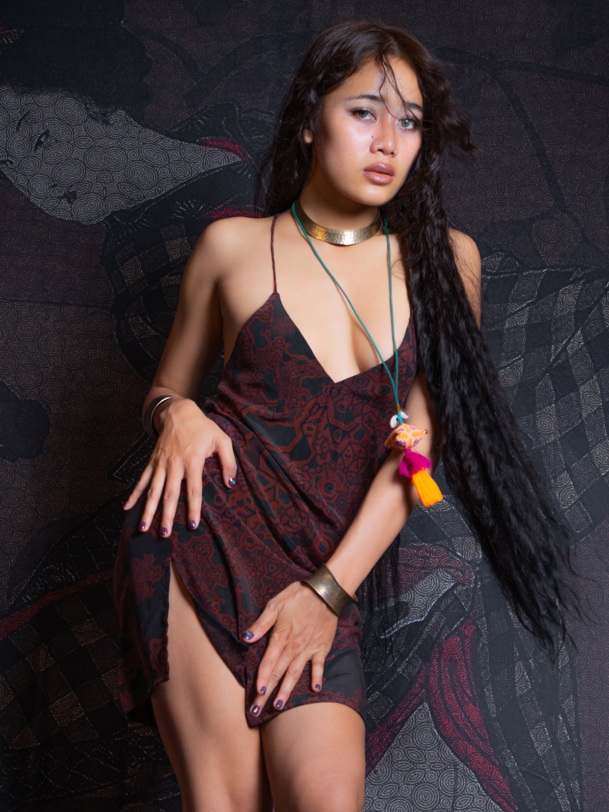 Midi Dress / Chinese Silk - Burnt ATLANTHEON