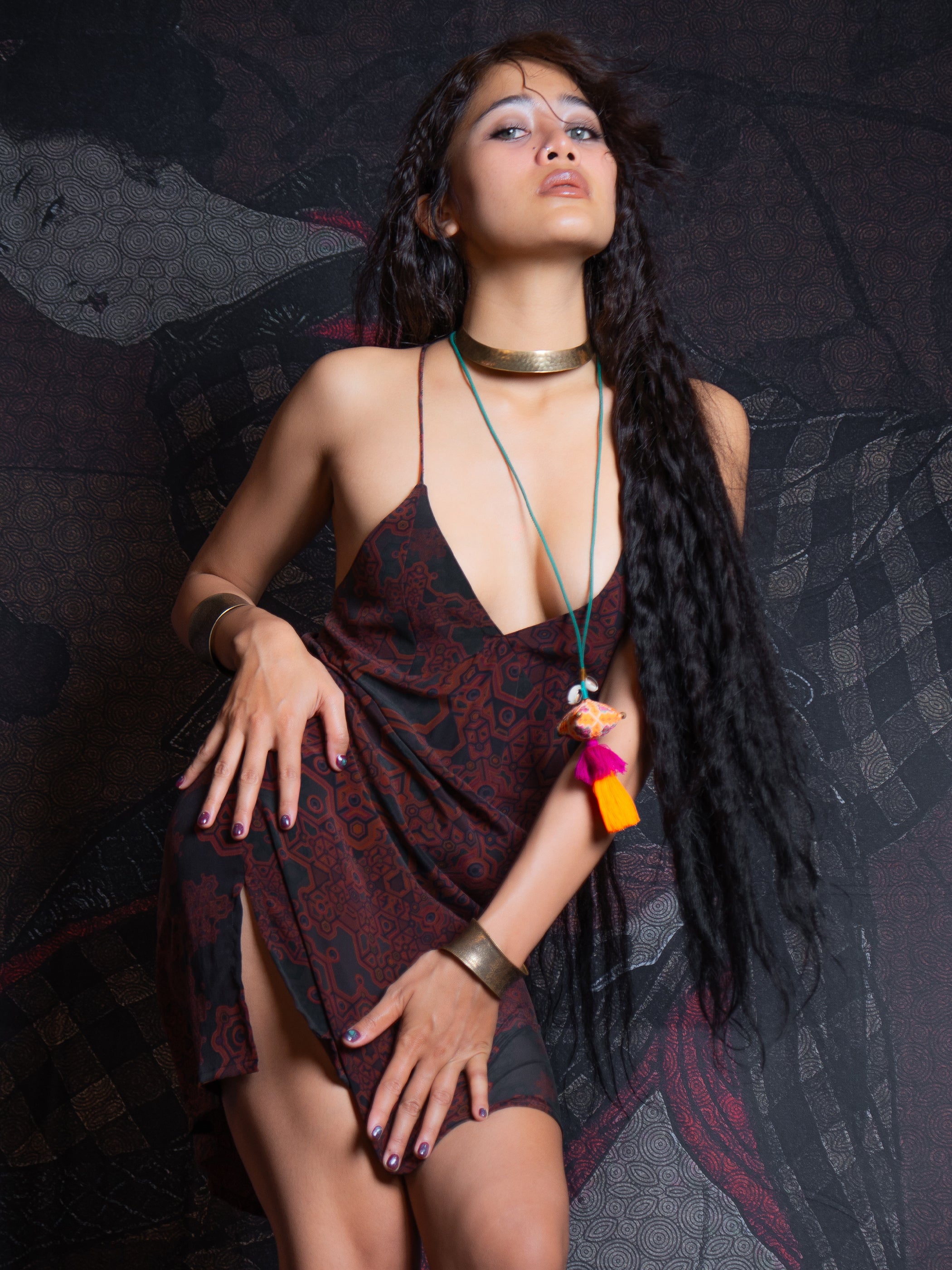 Midi Dress / Chinese Silk - Burnt ATLANTHEON