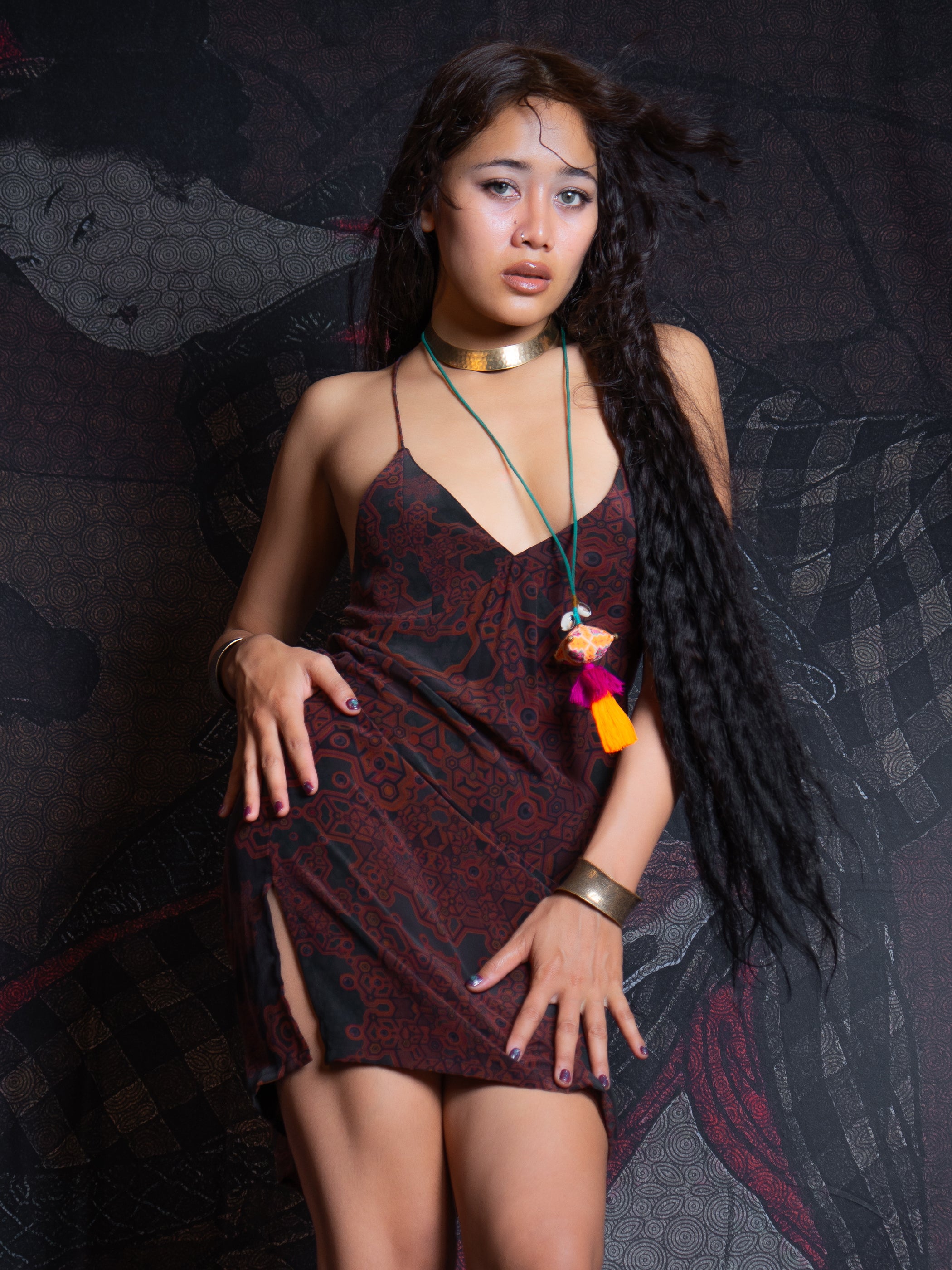 Midi Dress / Chinese Silk - Burnt ATLANTHEON