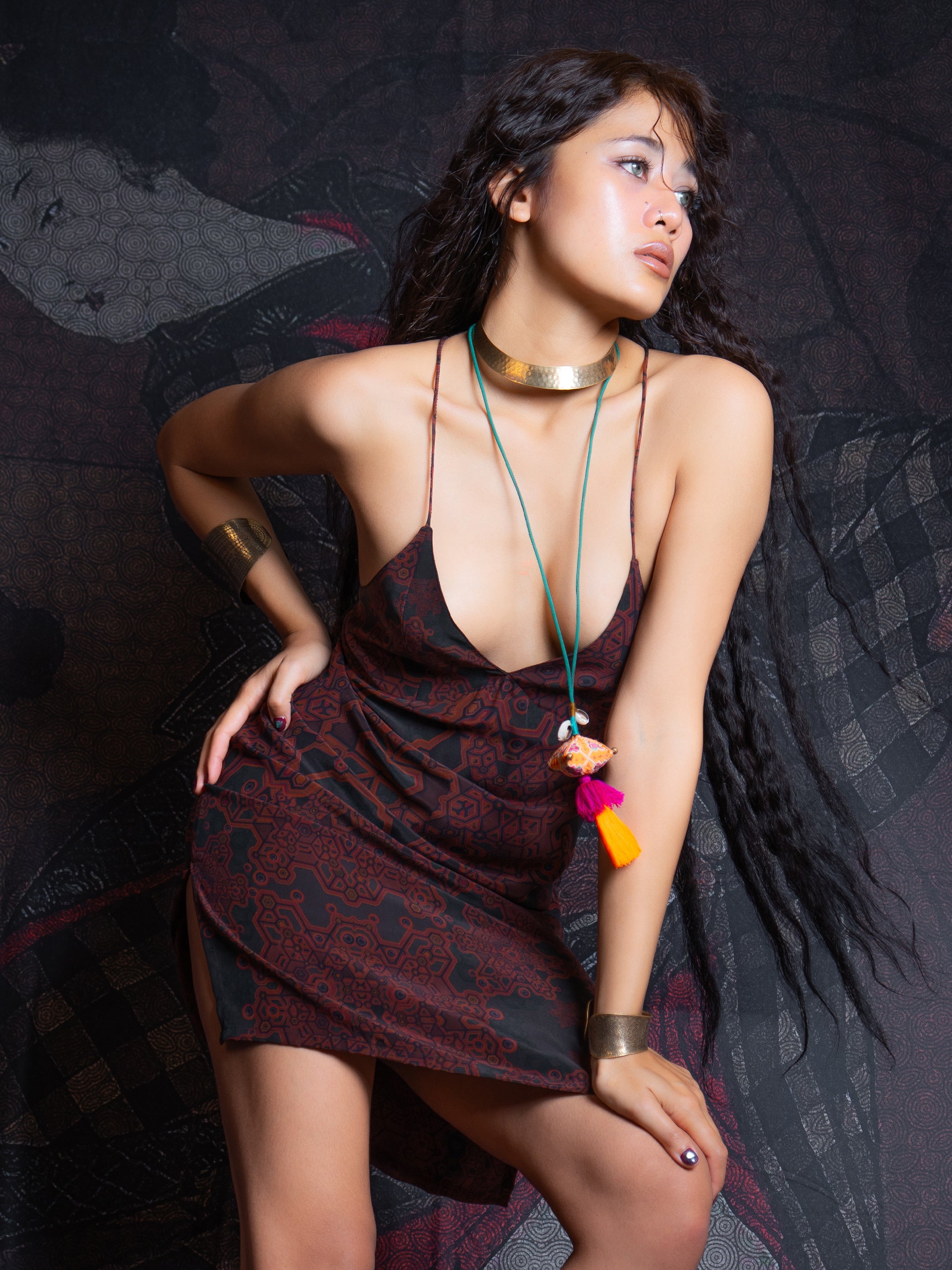 Midi Dress / Chinese Silk - Burnt ATLANTHEON