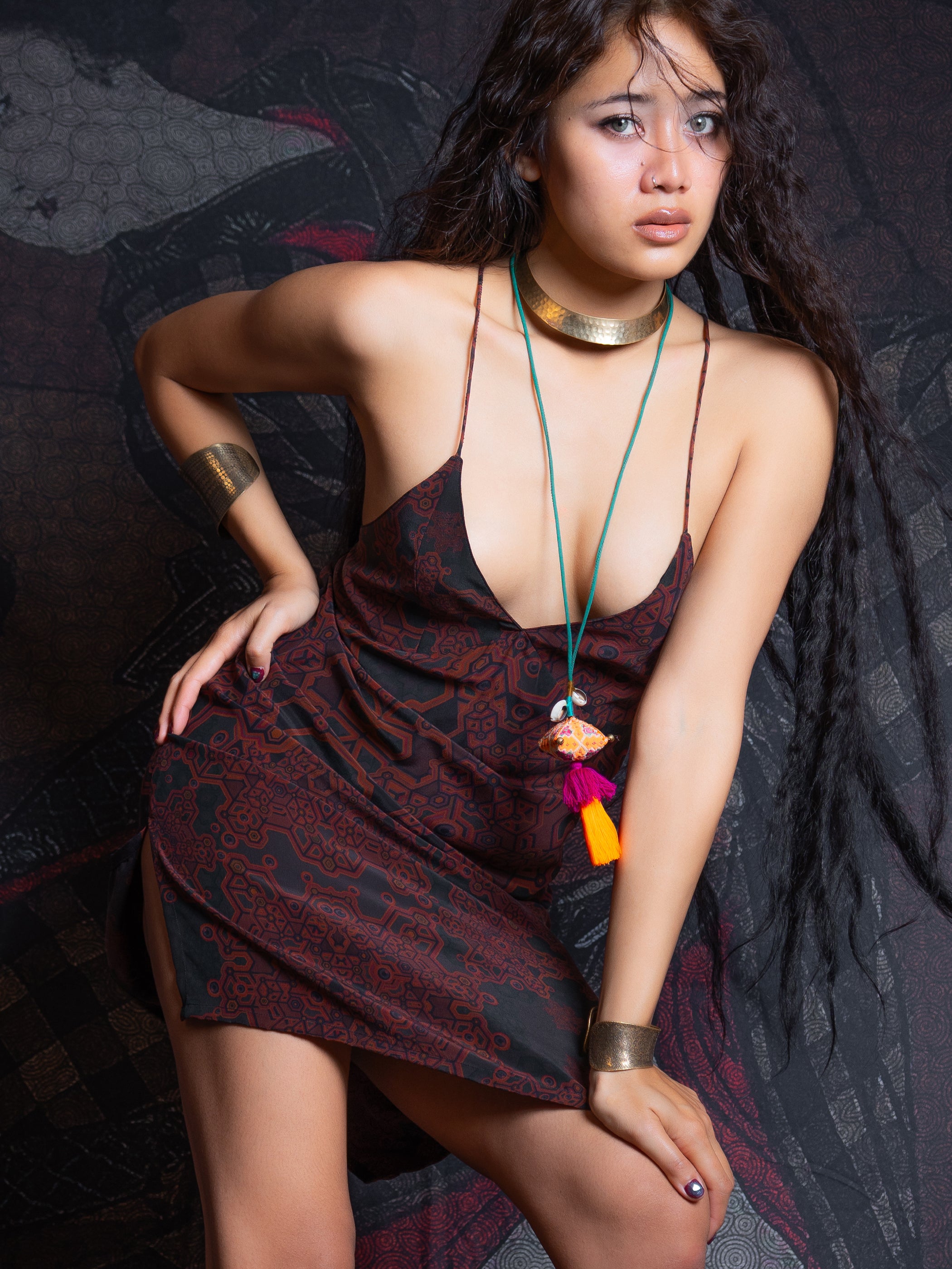 Midi Dress / Chinese Silk - Burnt ATLANTHEON