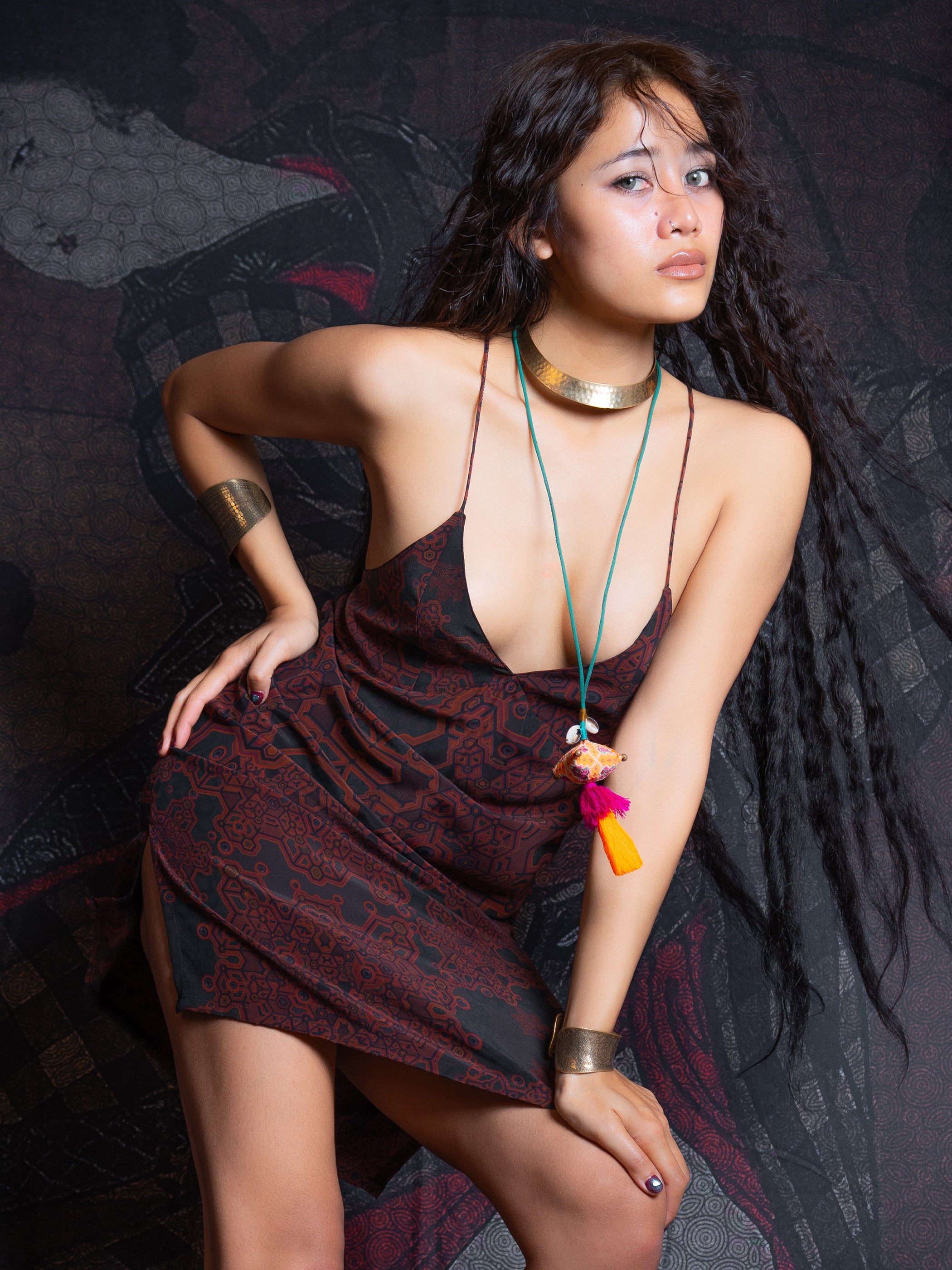 Midi Dress / Chinese Silk - Burnt ATLANTHEON