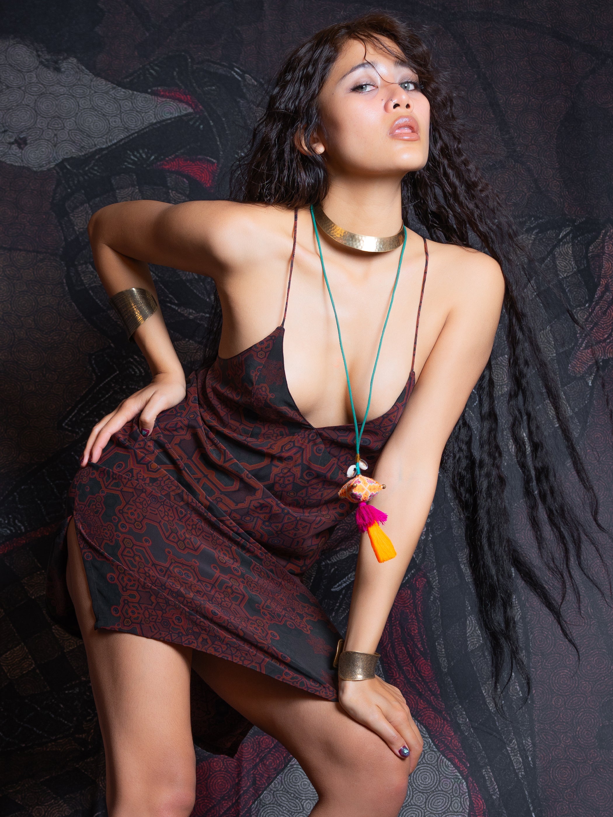 Midi Dress / Chinese Silk - Burnt ATLANTHEON