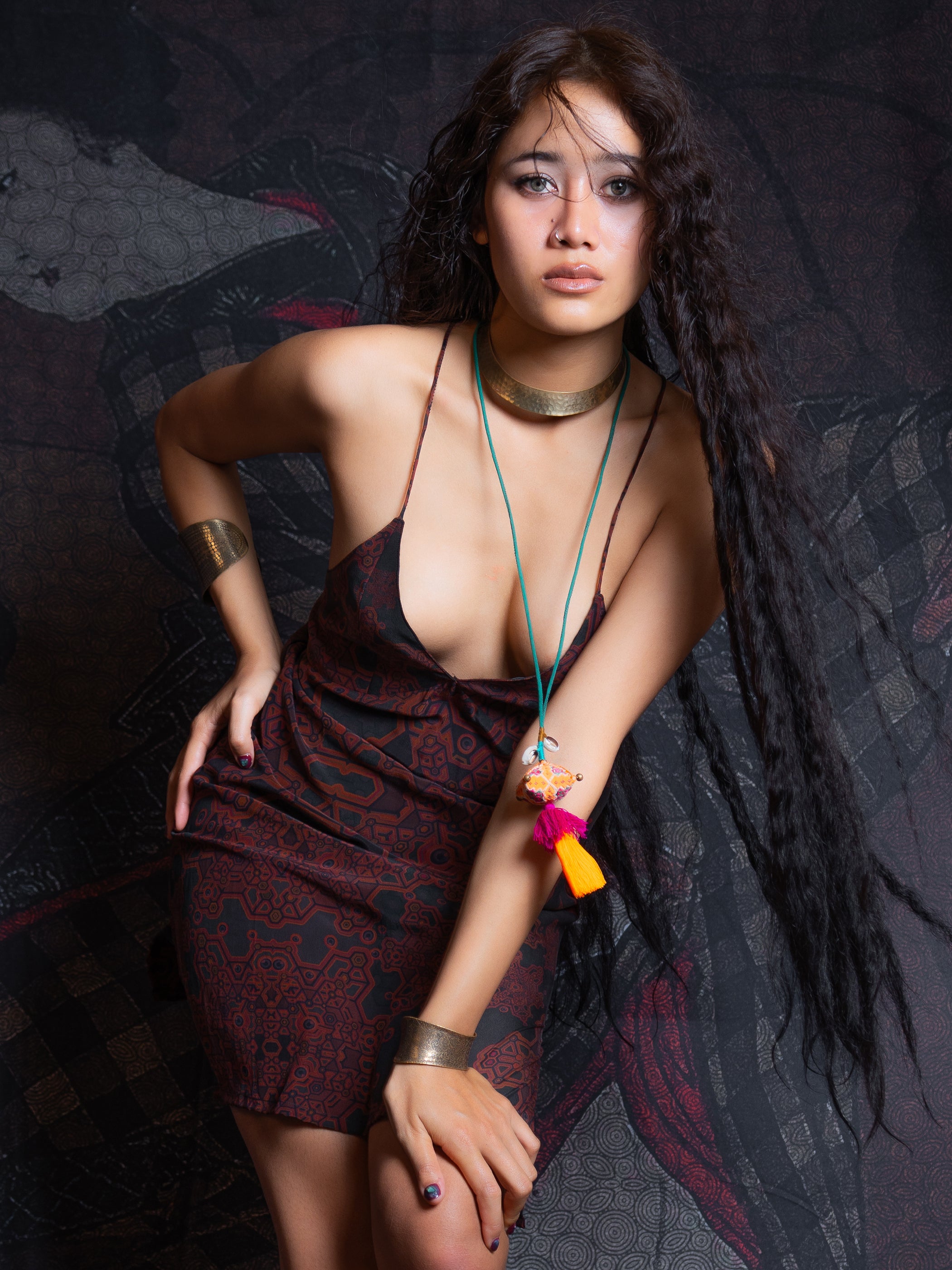 Midi Dress / Chinese Silk - Burnt ATLANTHEON