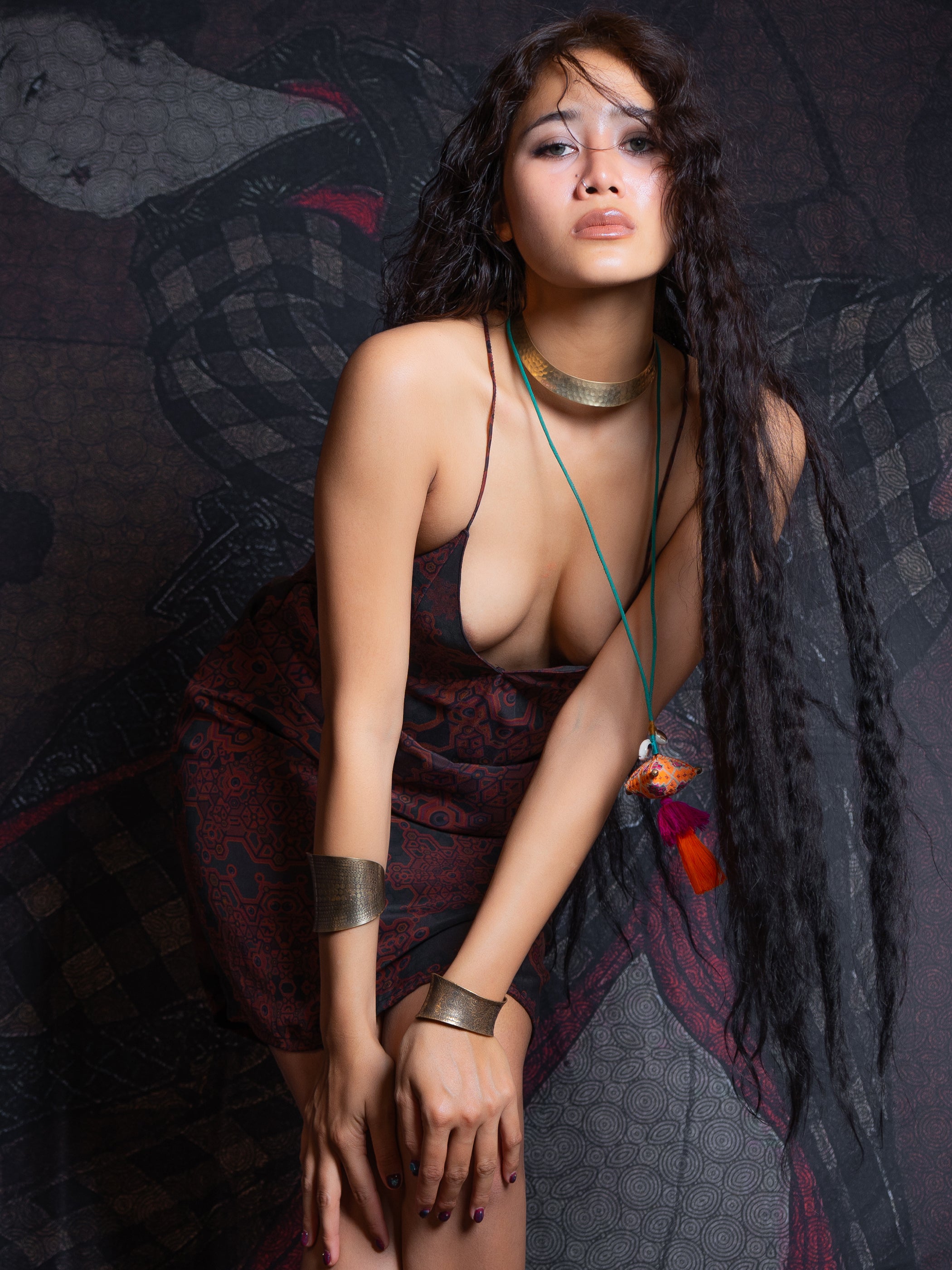 Midi Dress / Chinese Silk - Burnt ATLANTHEON