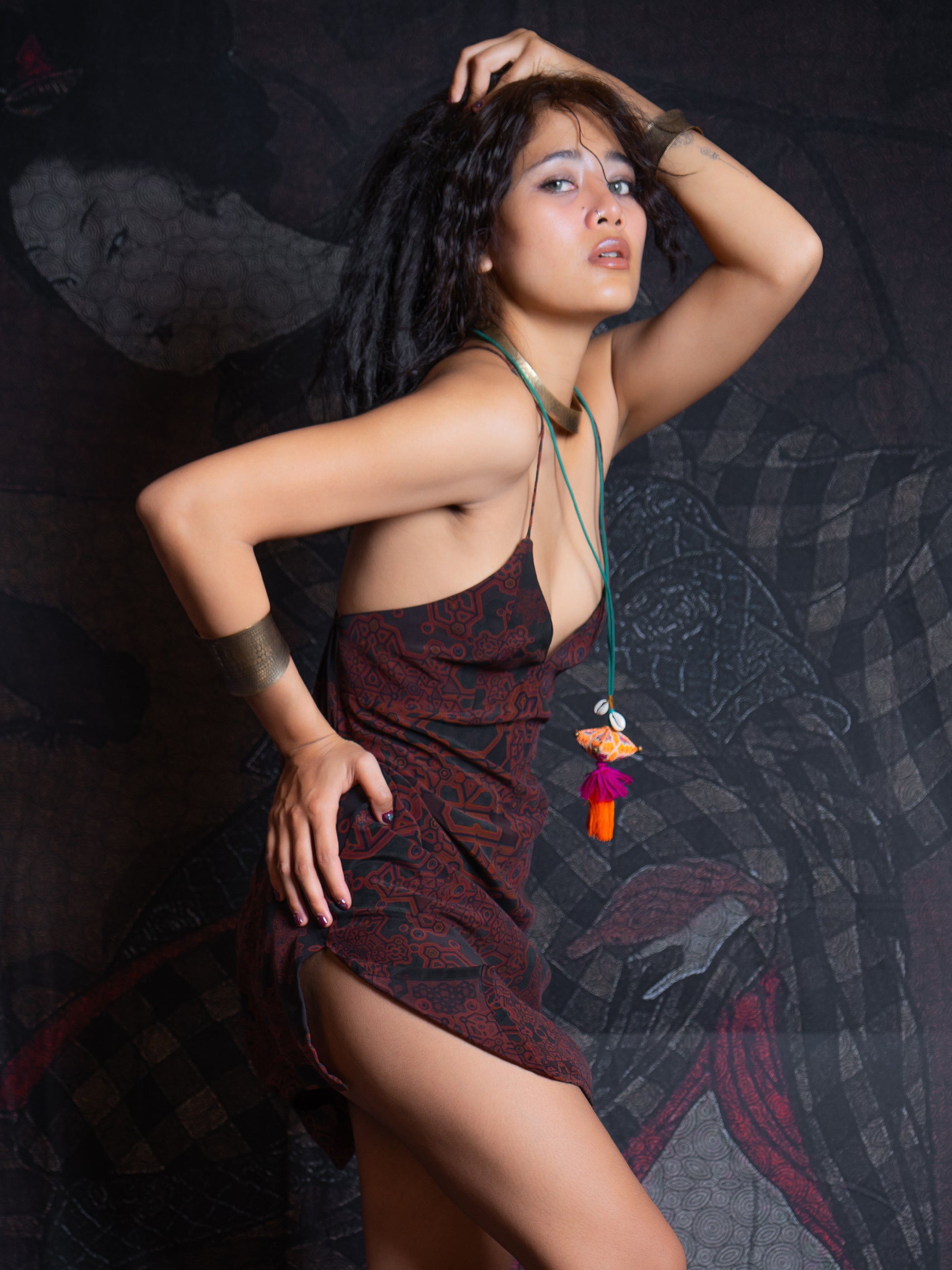 Midi Dress / Chinese Silk - Burnt ATLANTHEON