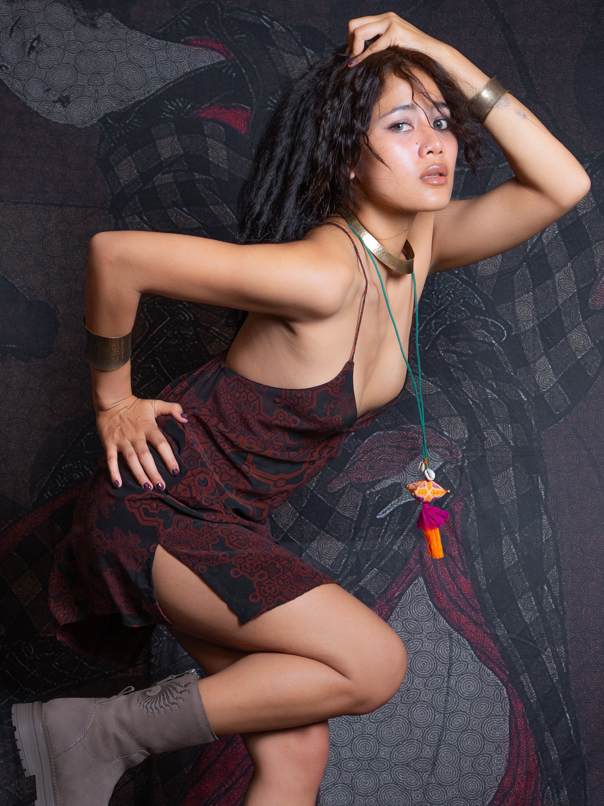 Midi Dress / Chinese Silk - Burnt ATLANTHEON