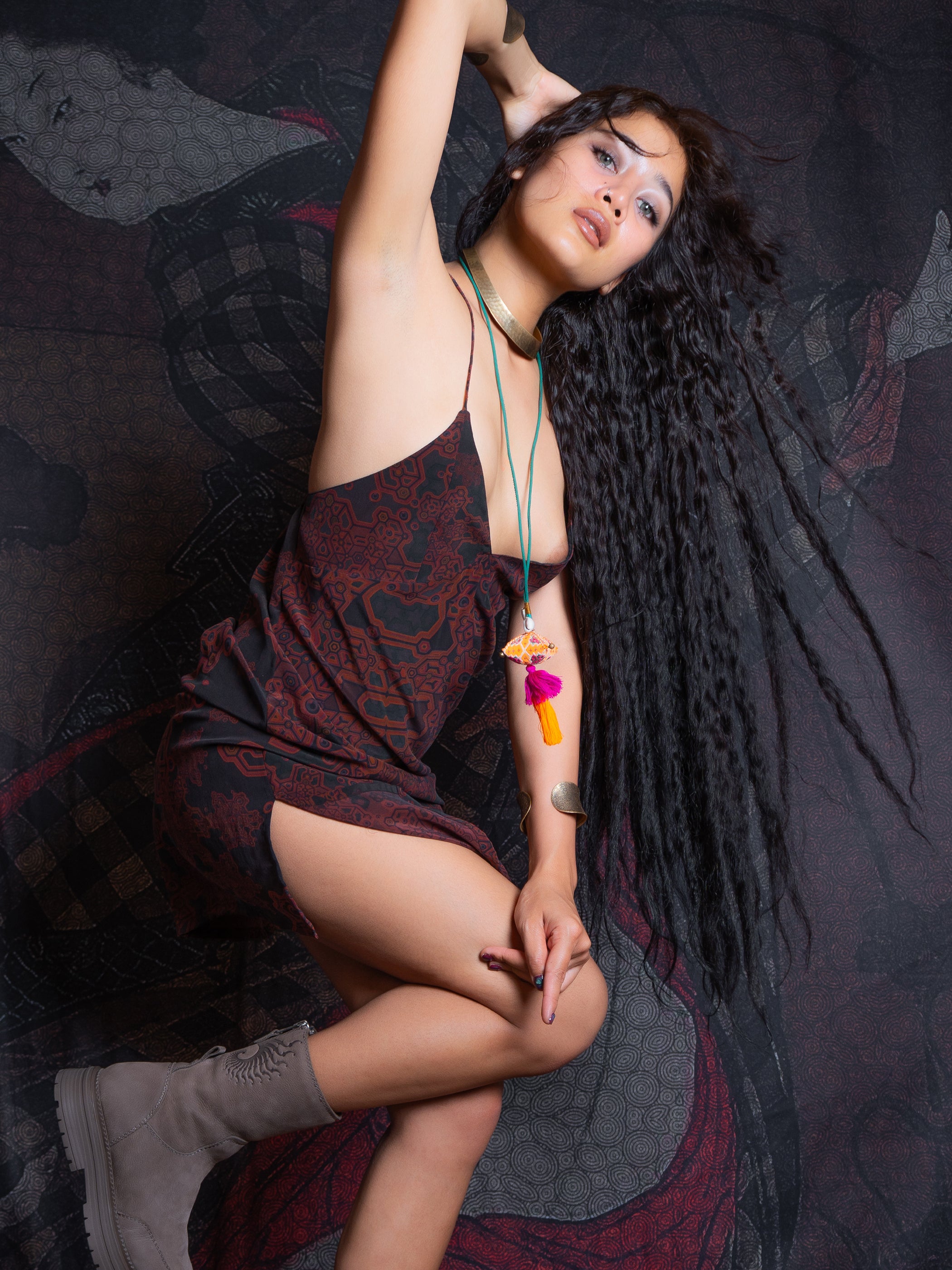 Midi Dress / Chinese Silk - Burnt ATLANTHEON