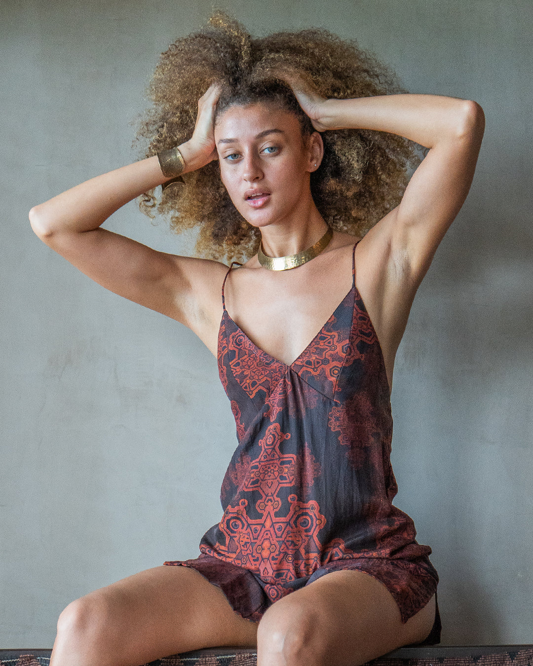 Midi Dress / Chinese Silk - Burnt DEMETRIO