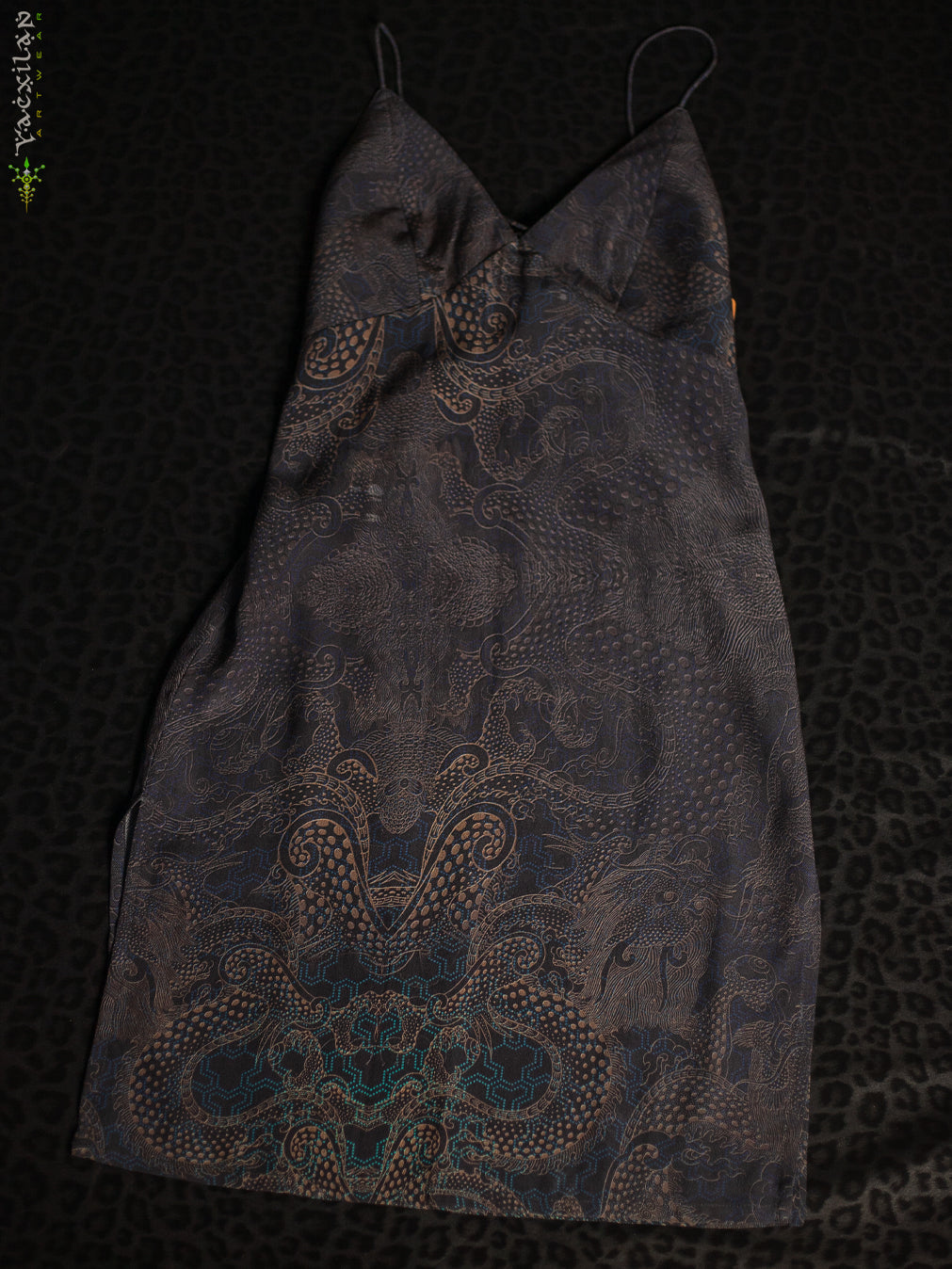 Midi Dress / Chinese Silk - DRAGONS Strippes