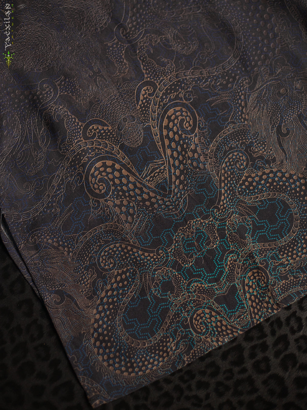 Midi Dress / Chinese Silk - DRAGONS Strippes