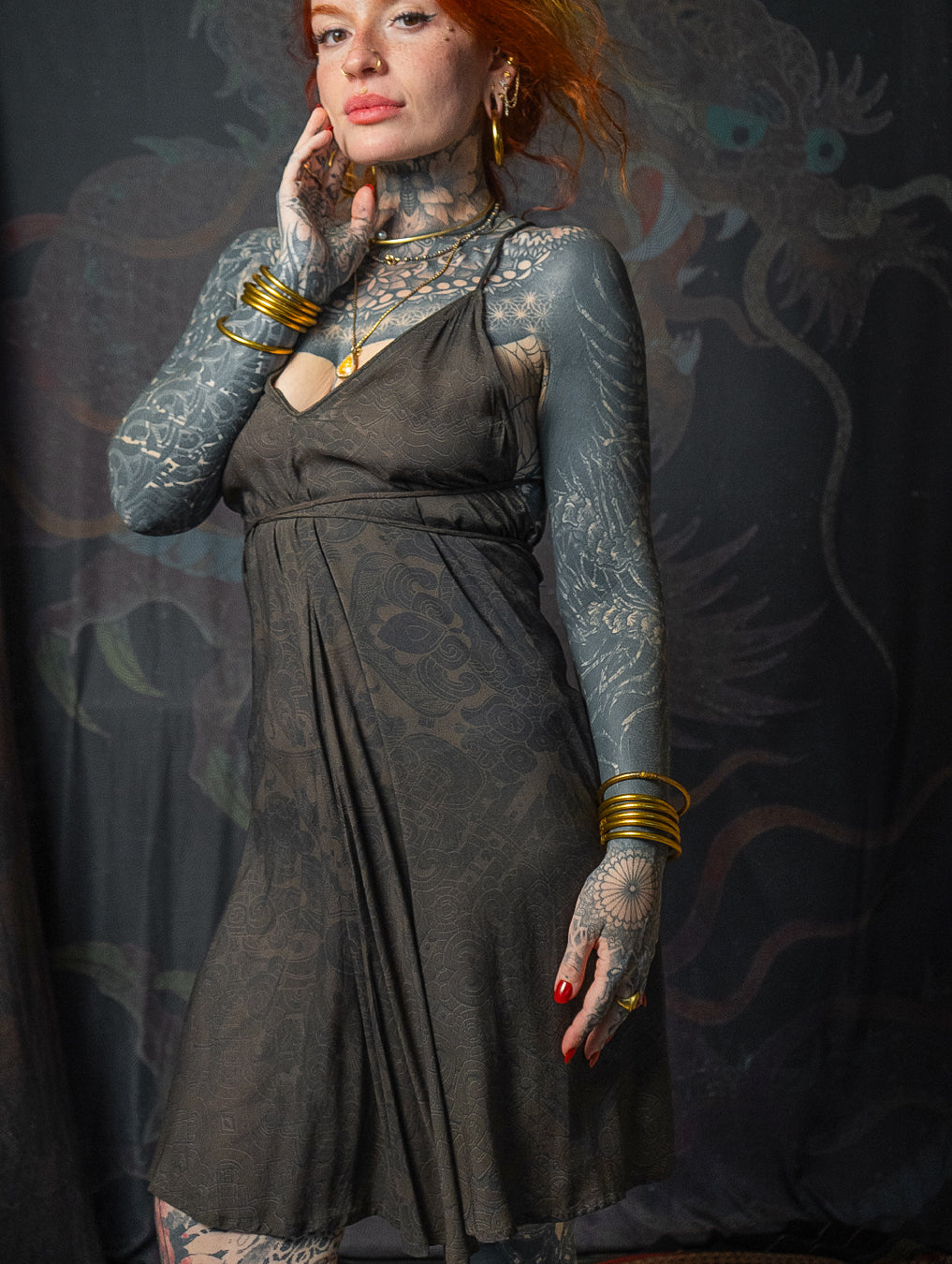 Midi Dress Triangle / Bamboo - MAYAN CODEX