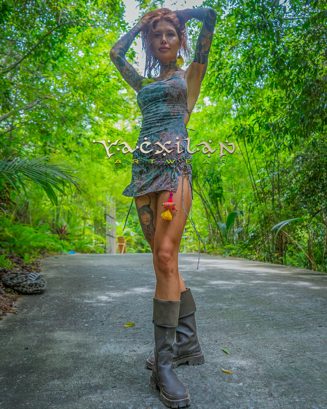 Mini BOMB DRESS / Stretchy Chinese Silk Jaquard - ATLANTIS FLOWER