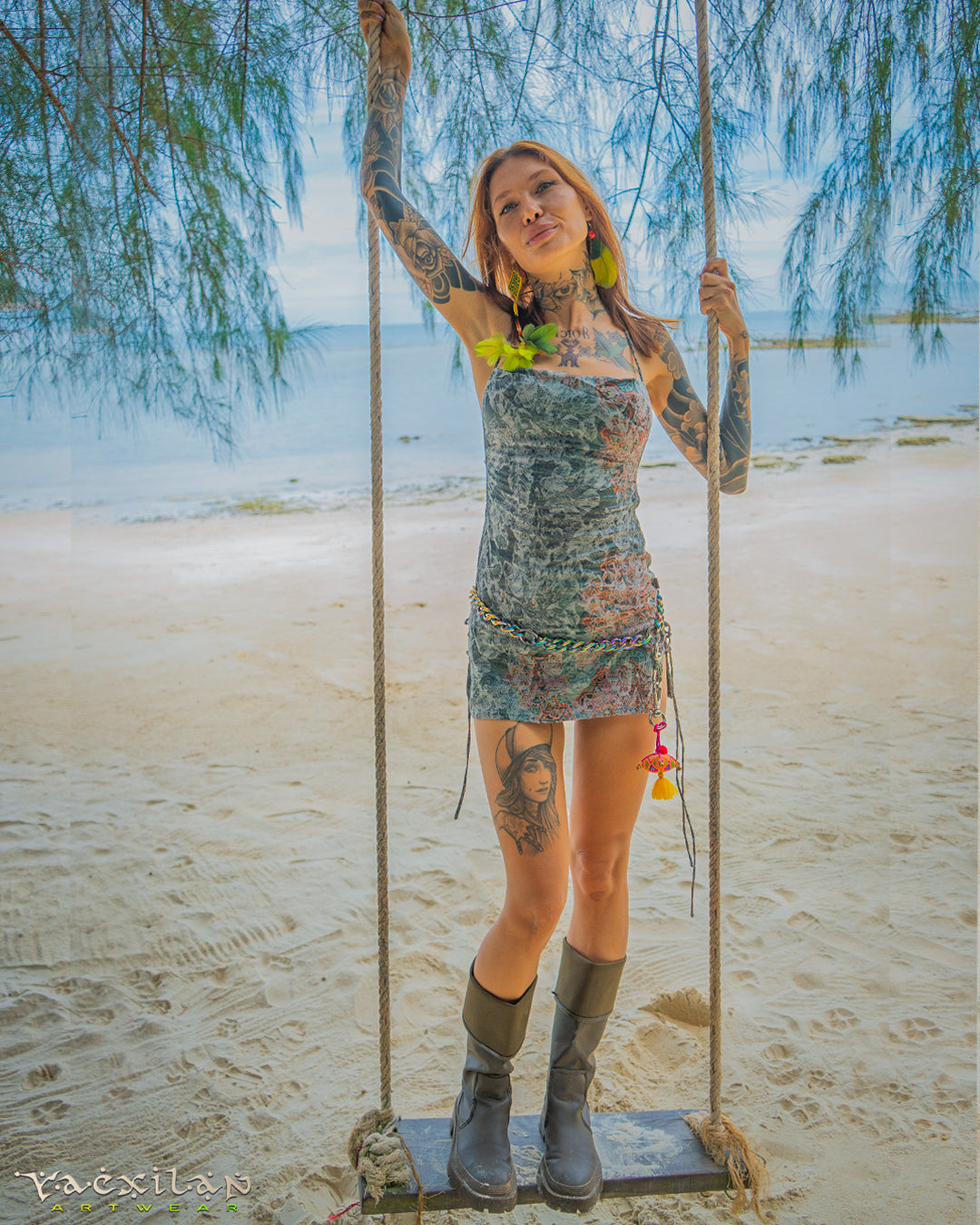 Mini BOMB DRESS / Stretchy Chinese Silk Jaquard - ATLANTIS FLOWER