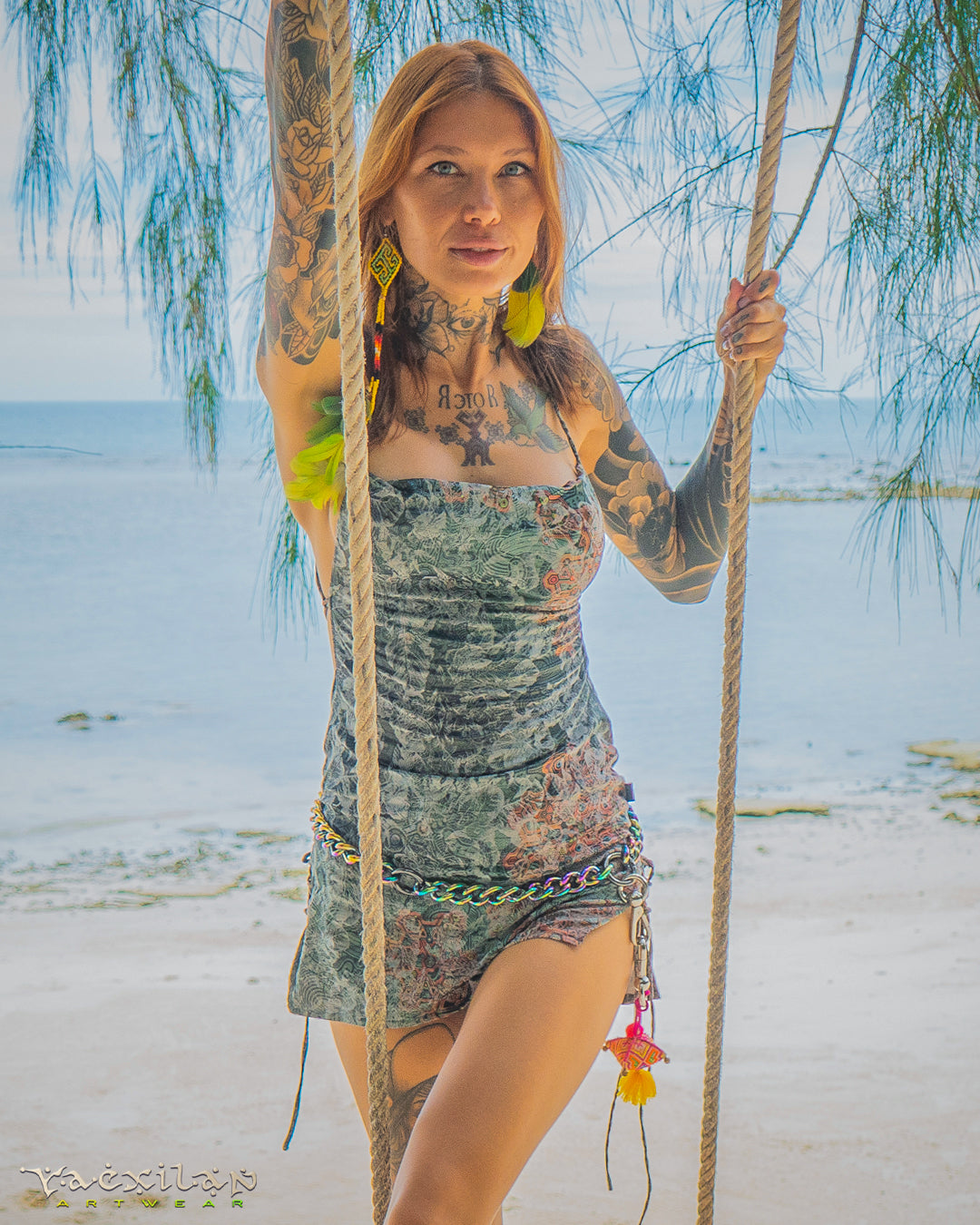 Mini BOMB DRESS / Stretchy Chinese Silk Jaquard - ATLANTIS FLOWER