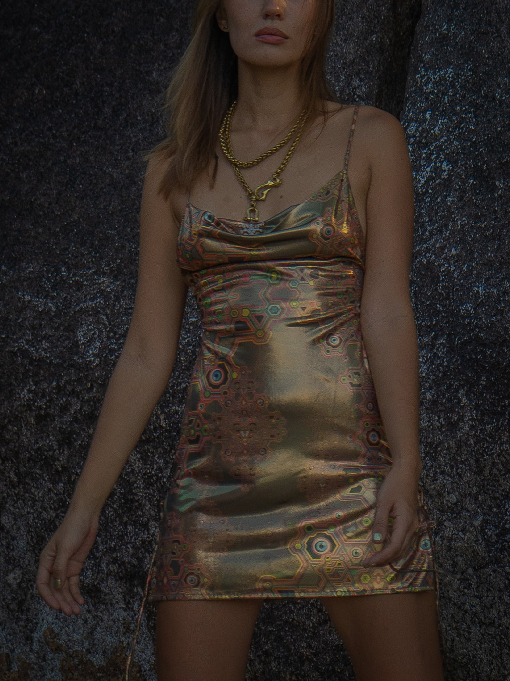 Mini BOMB DRESS / Holographic Licra - DEMETRIO