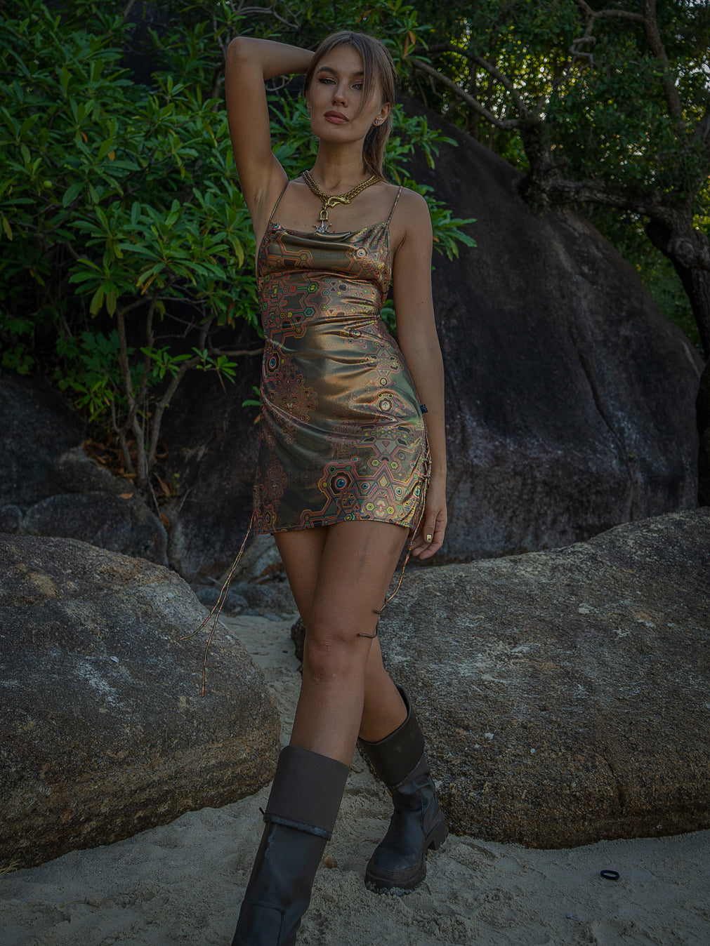 Mini BOMB DRESS / Holographic Licra - DEMETRIO