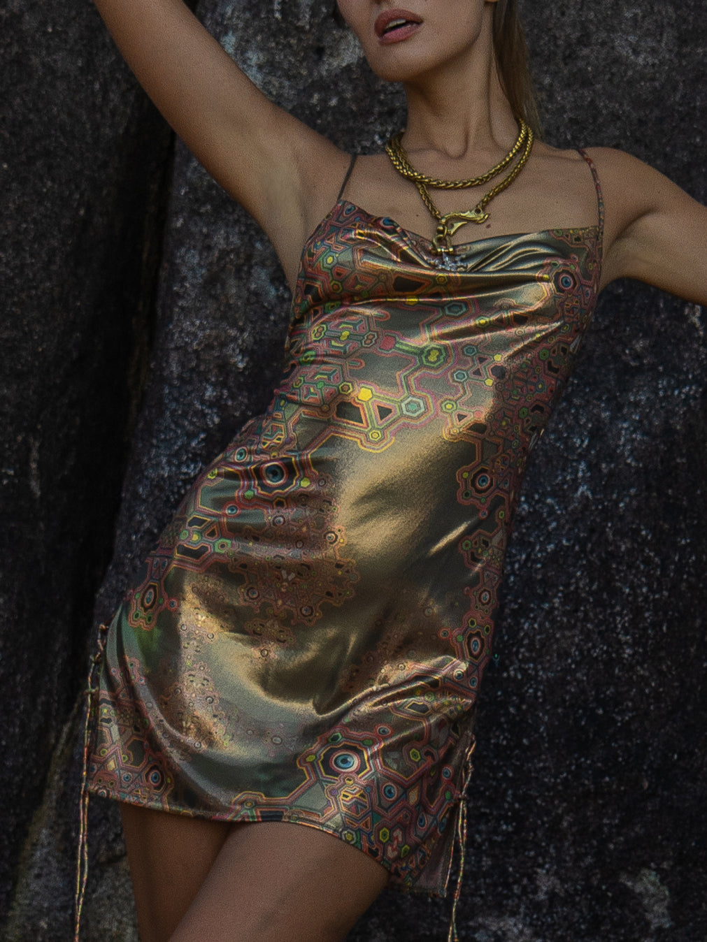 Mini BOMB DRESS / Holographic Licra - DEMETRIO