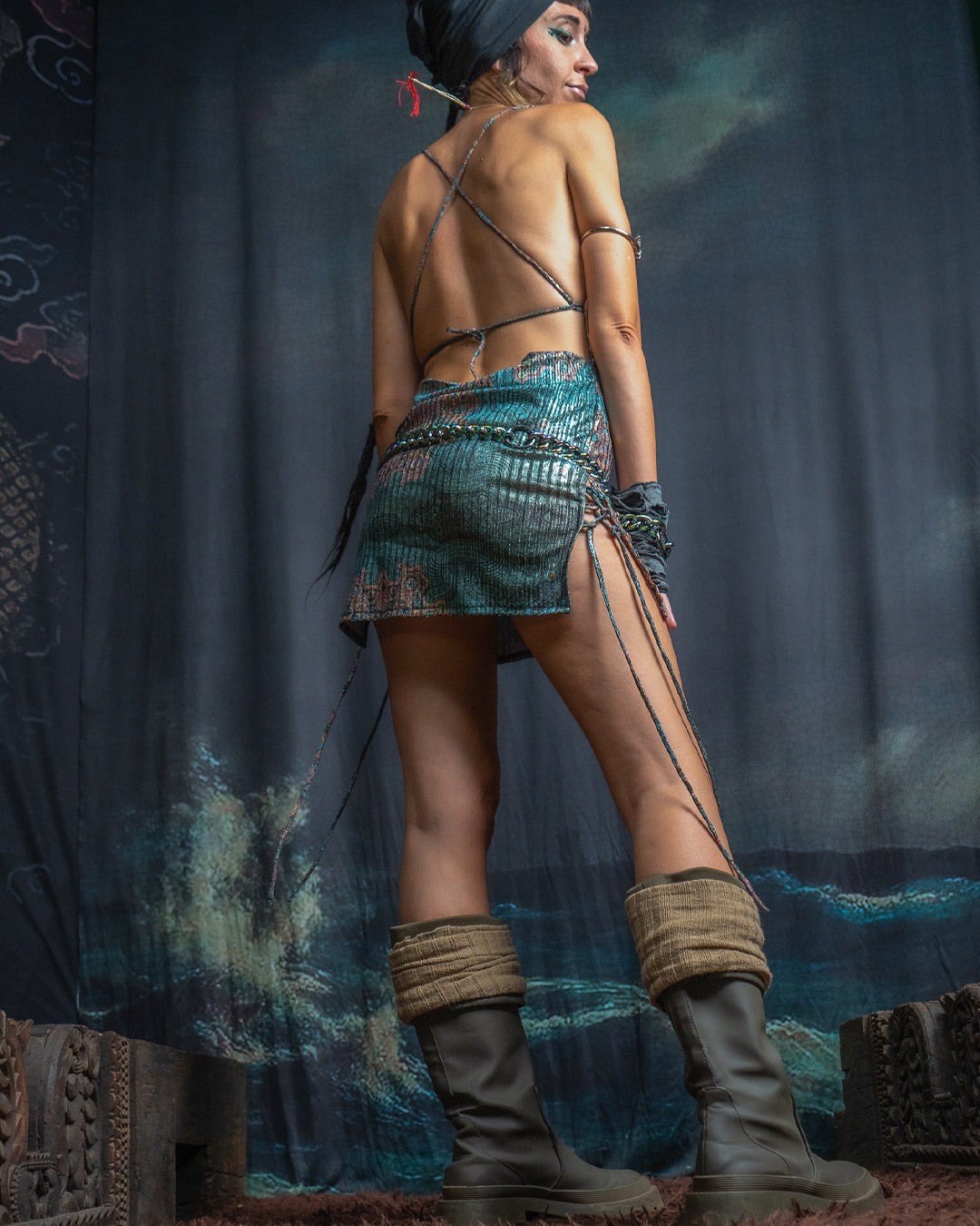 Mini BOMB DRESS / Silver Strippes Knits  - ATLANTIS