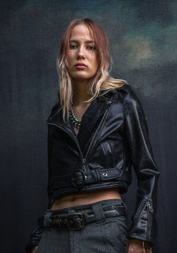 Mini Perfecto Jacket Woman / Fake Leather - Black MAMBA