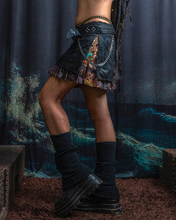 Mini Skirt Tribal / TR / Fake Leather / Viscose Lining - Black Rider DRAGONS Coralblast