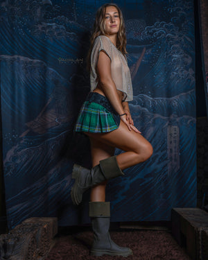 Mini Skirt Woman / Scottish Tartan  - Green EIRE