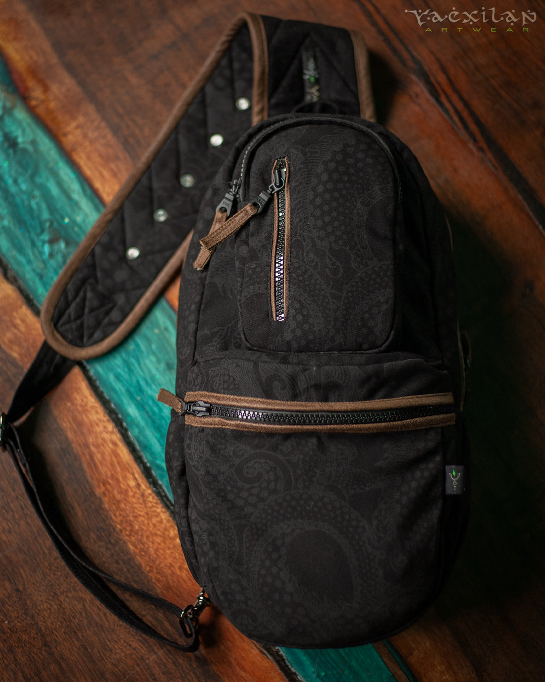 OneLegged Backpack / Fake leather - BLACK DRAGONS