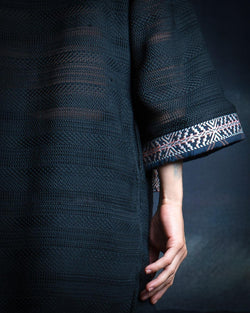 Japanese Kimono / Woven & Jaquard - BLACK BOHO TRIBAL - Yacxilan Artwear