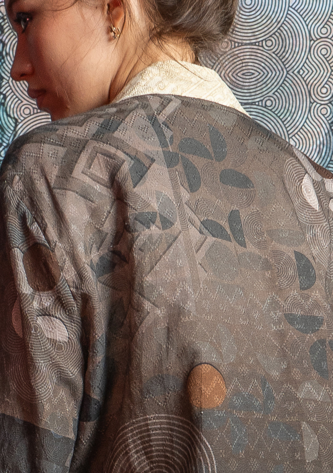 Open Kimono / Organic Bio Farms Linen - BOHOCAO White Border MAYAZ