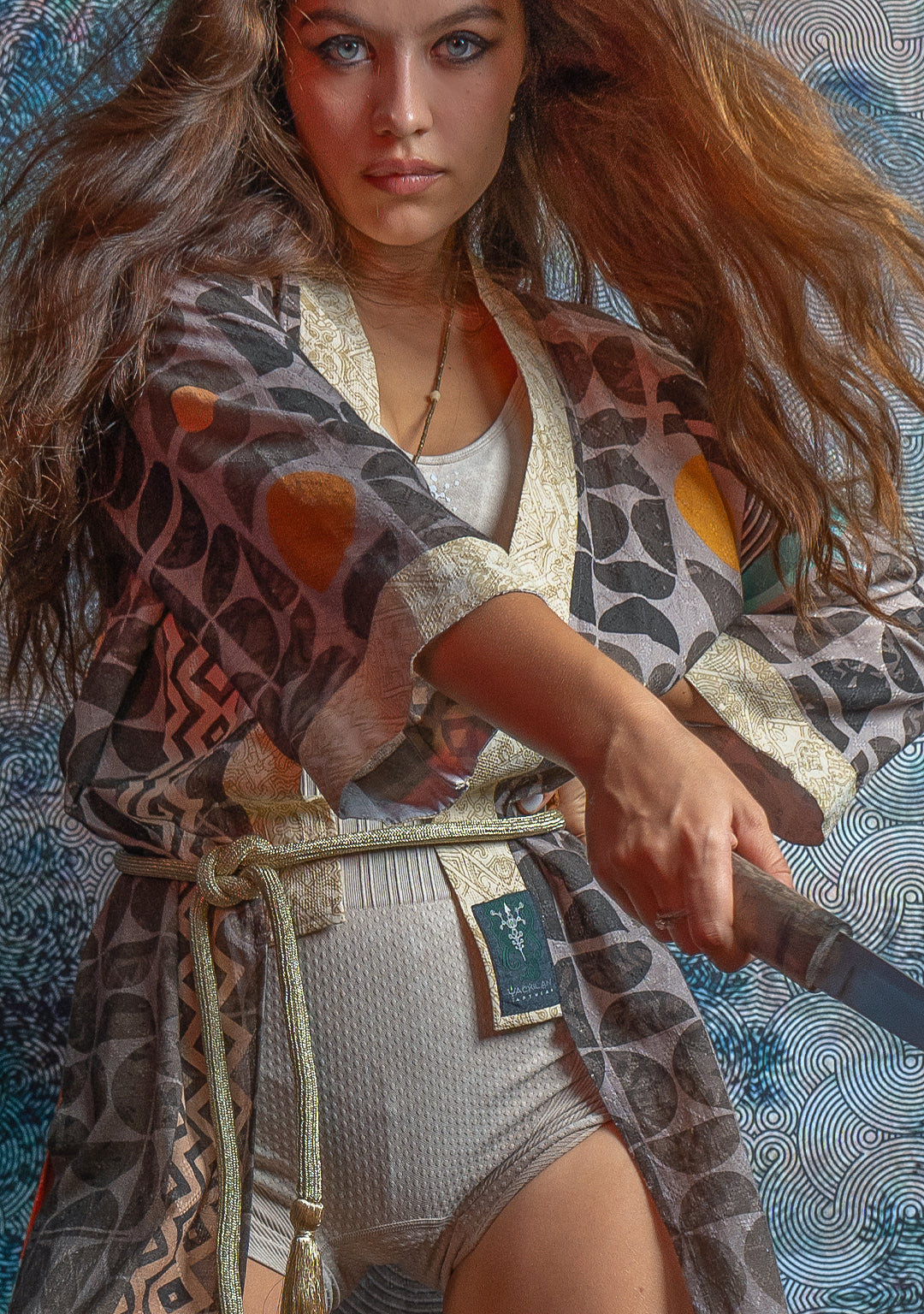 Open Kimono / Organic Bio Farms Linen - KINGCACAO White Border MAYAZ